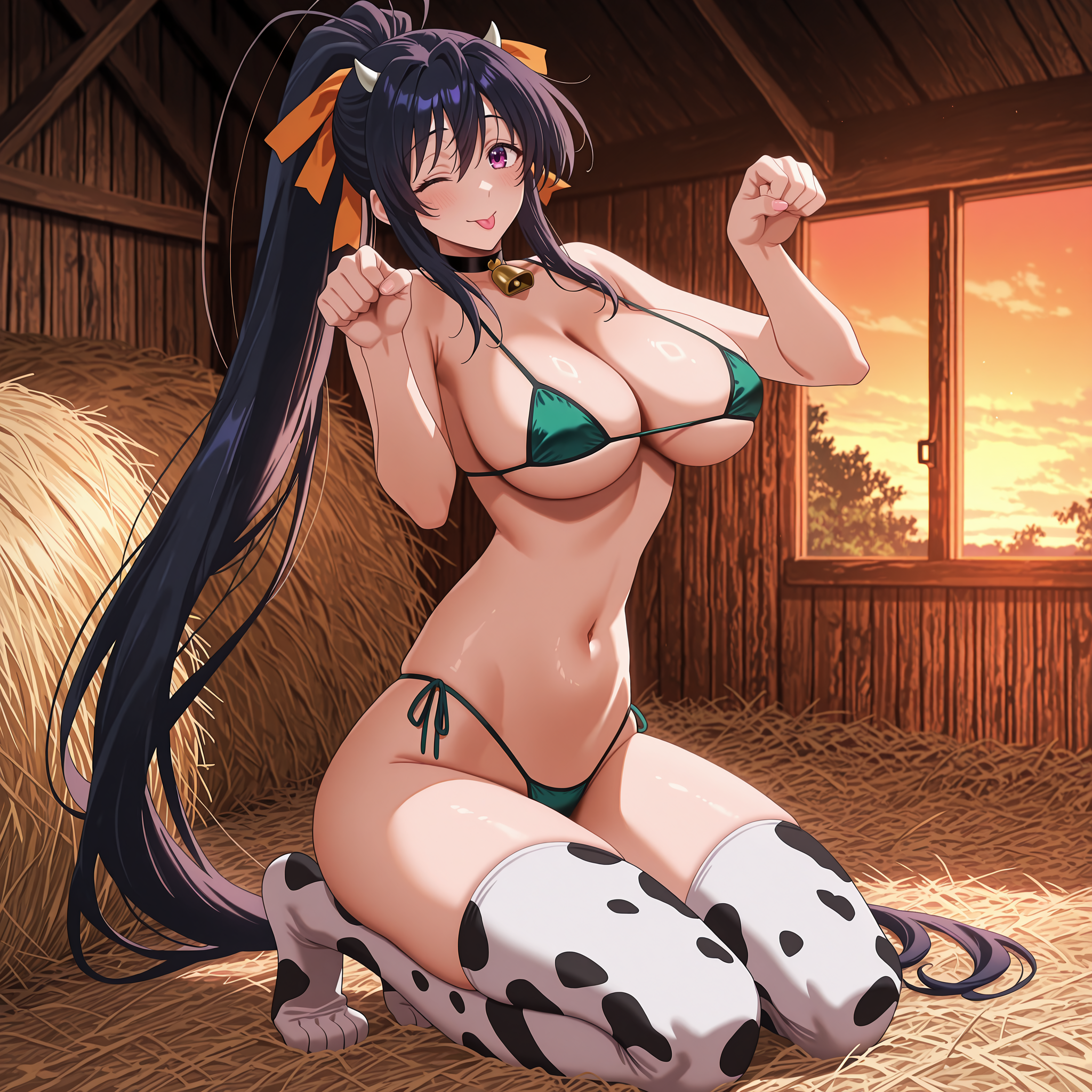 Desk Mats — Akeno in cow-print
