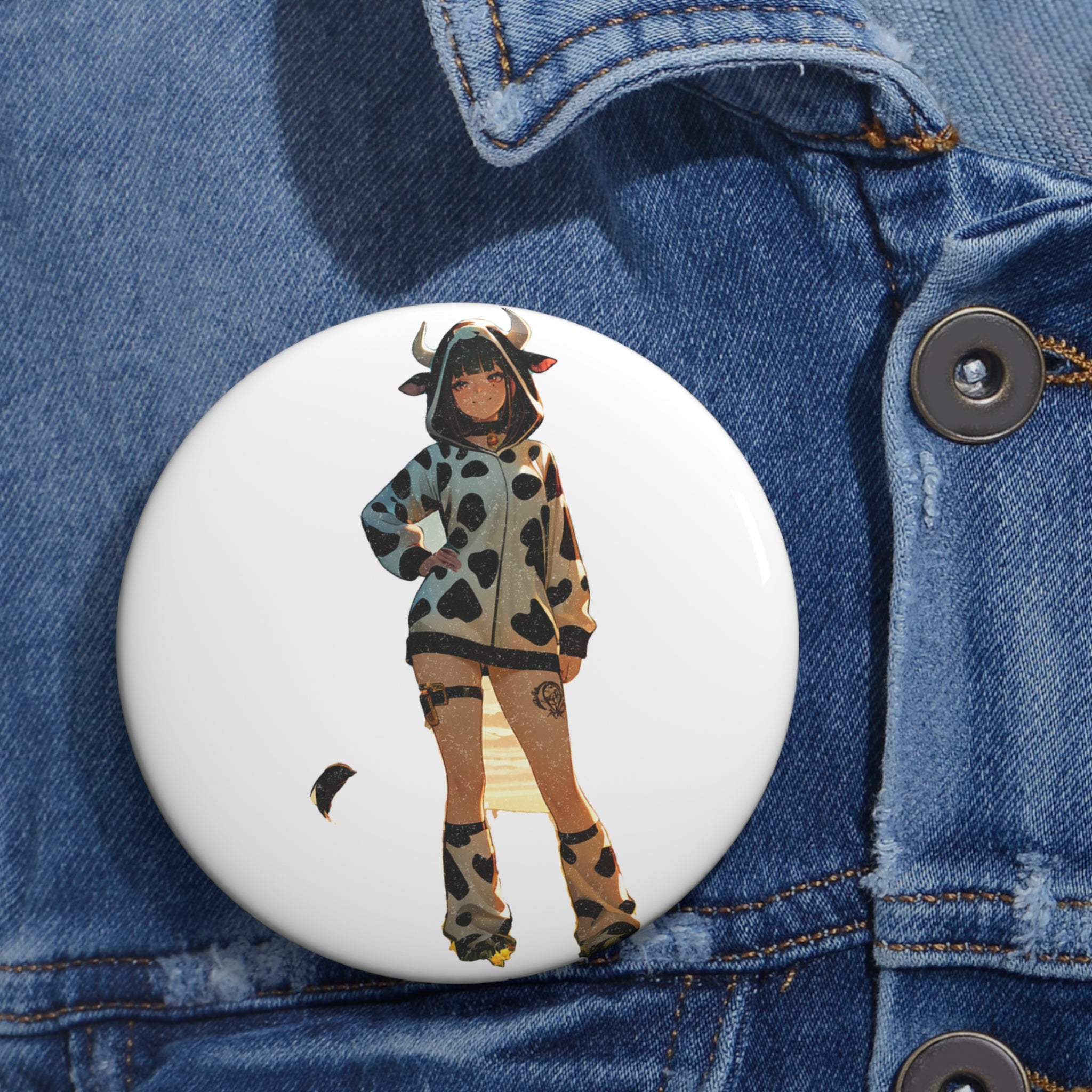 Blanc NIKKE Cow-Print Anime Pin Button Pinup Badge — Cow Girls Pt. 2