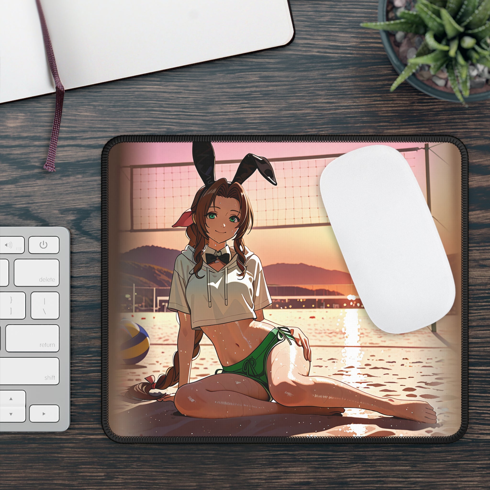 Aerith Final Fantasy VII Bunny Girl Anime Mouse Pad Beach — Bunny Girls Pt. 8