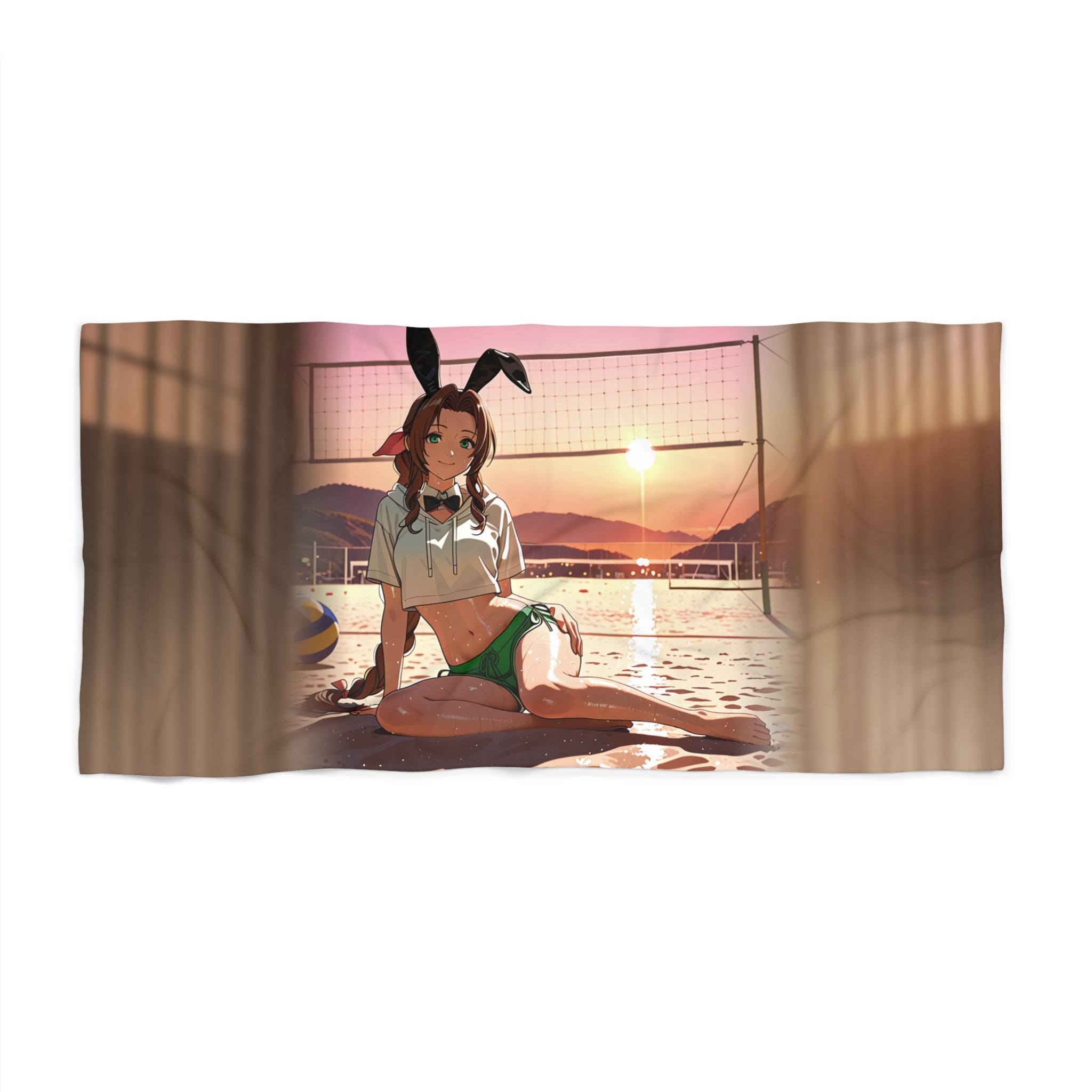 Aerith Final Fantasy Anime Beach Towel Bunny Pinup — Bunny Girls Pt. 8