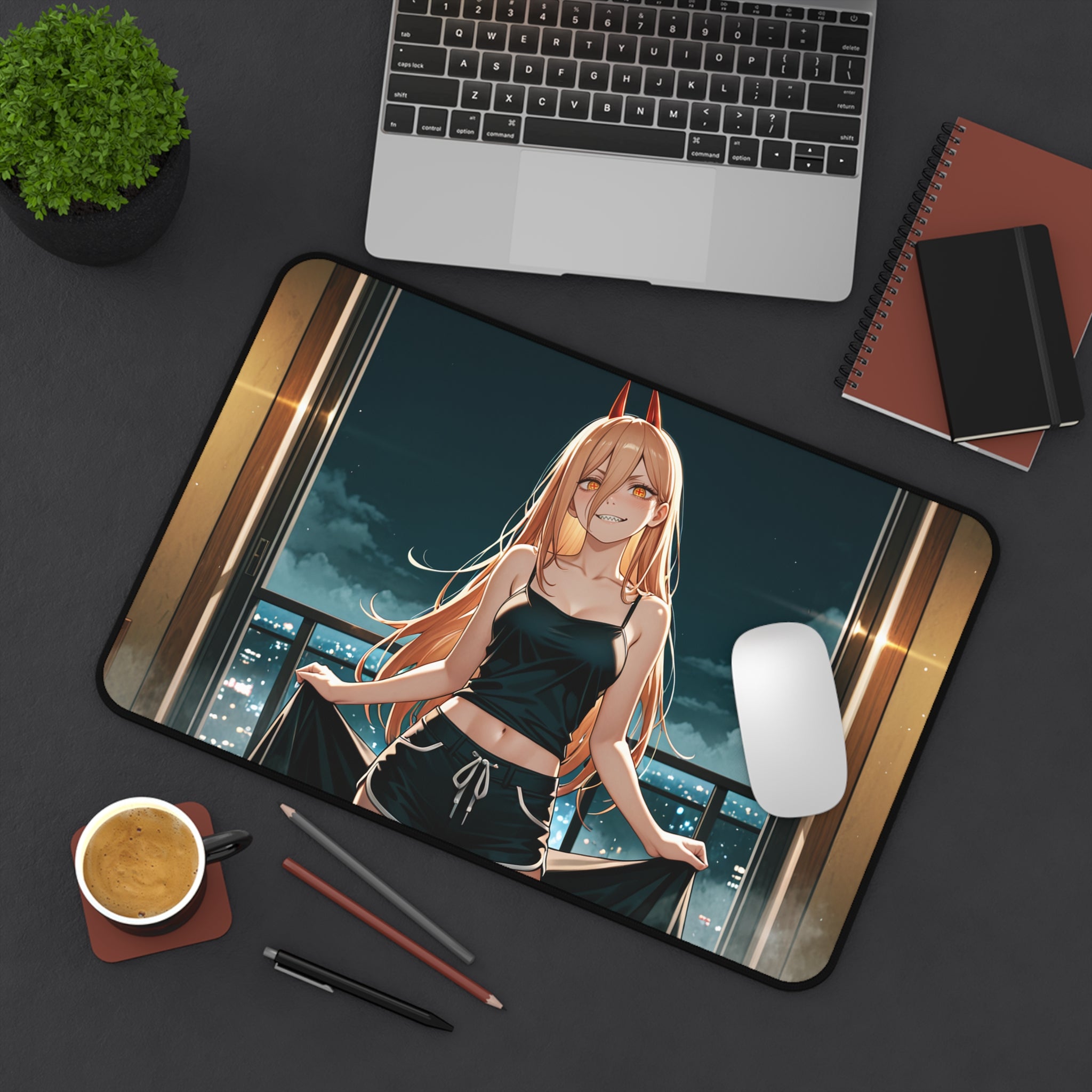 Power Chainsaw Man Anime Desk Mat Spicy | Pinup Fan Art Mouse Pad XL