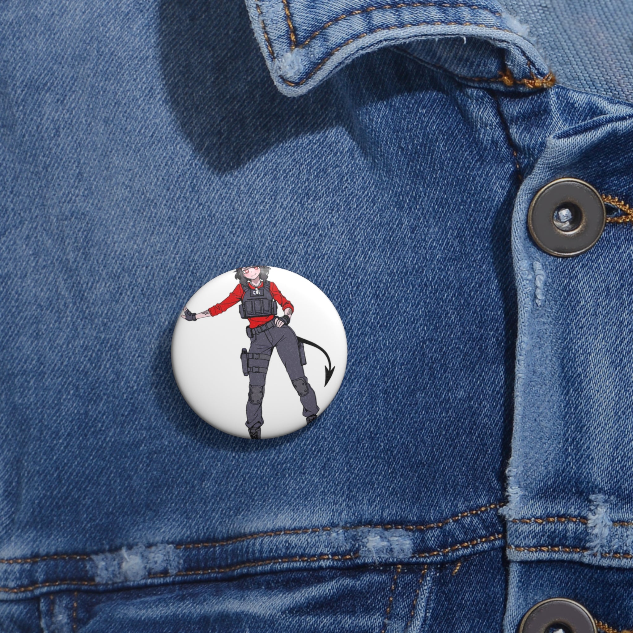 Modeus Helltaker Anime Pin Button | Tactical Pinup Fan Art Badge