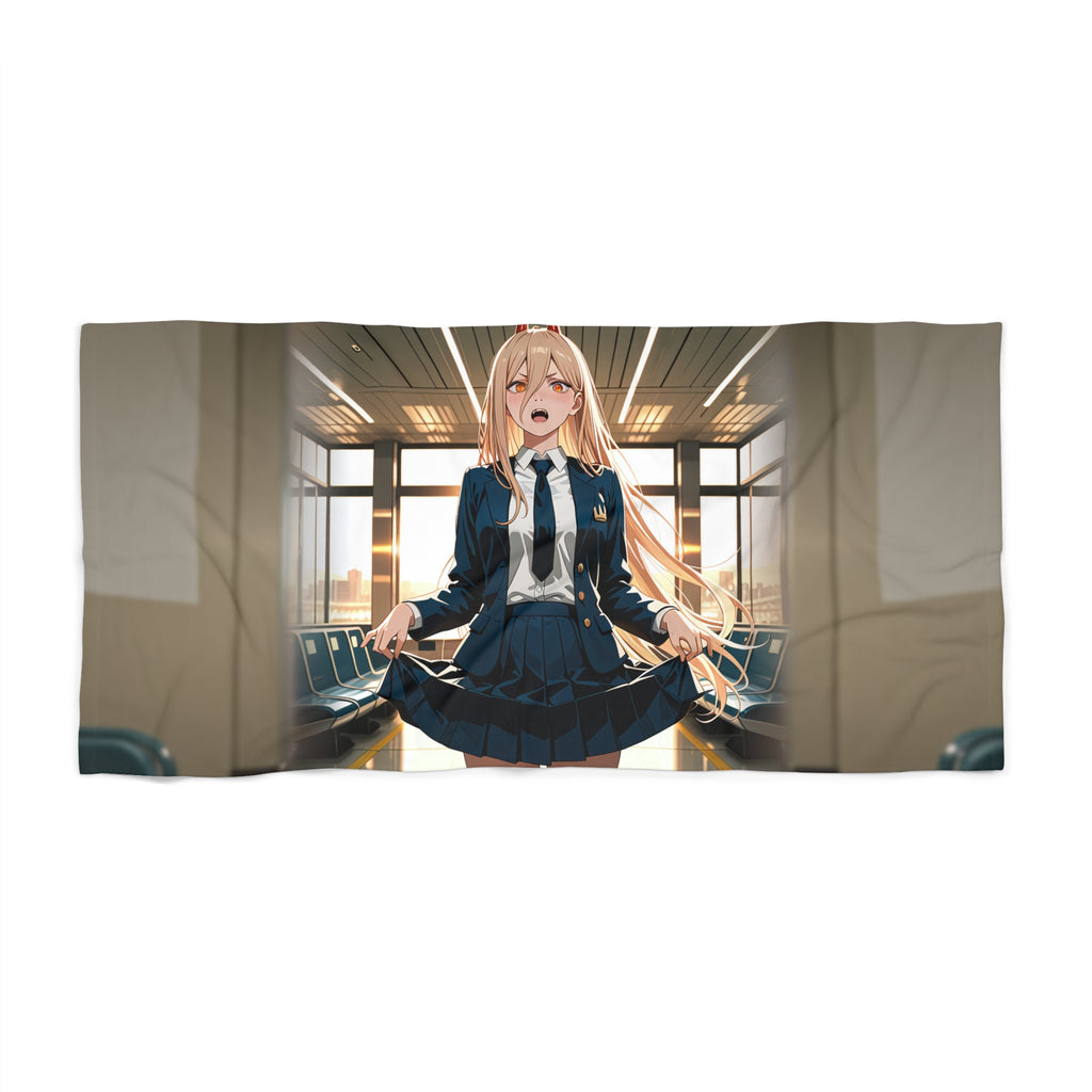 Power Chainsaw Man Flight Attendant Anime Beach Towel — Bunny Girls Pt. 7