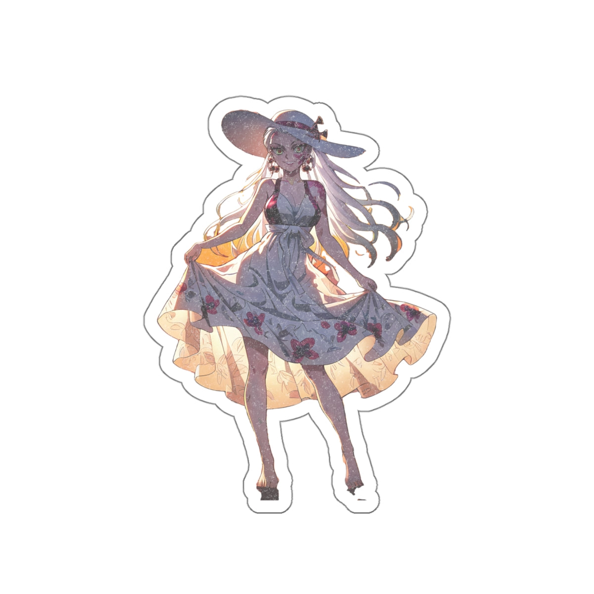 Daki Demon Slayer Anime Die Cut Vinyl Sticker Sunset Beach — Beach Babes Pt. 2