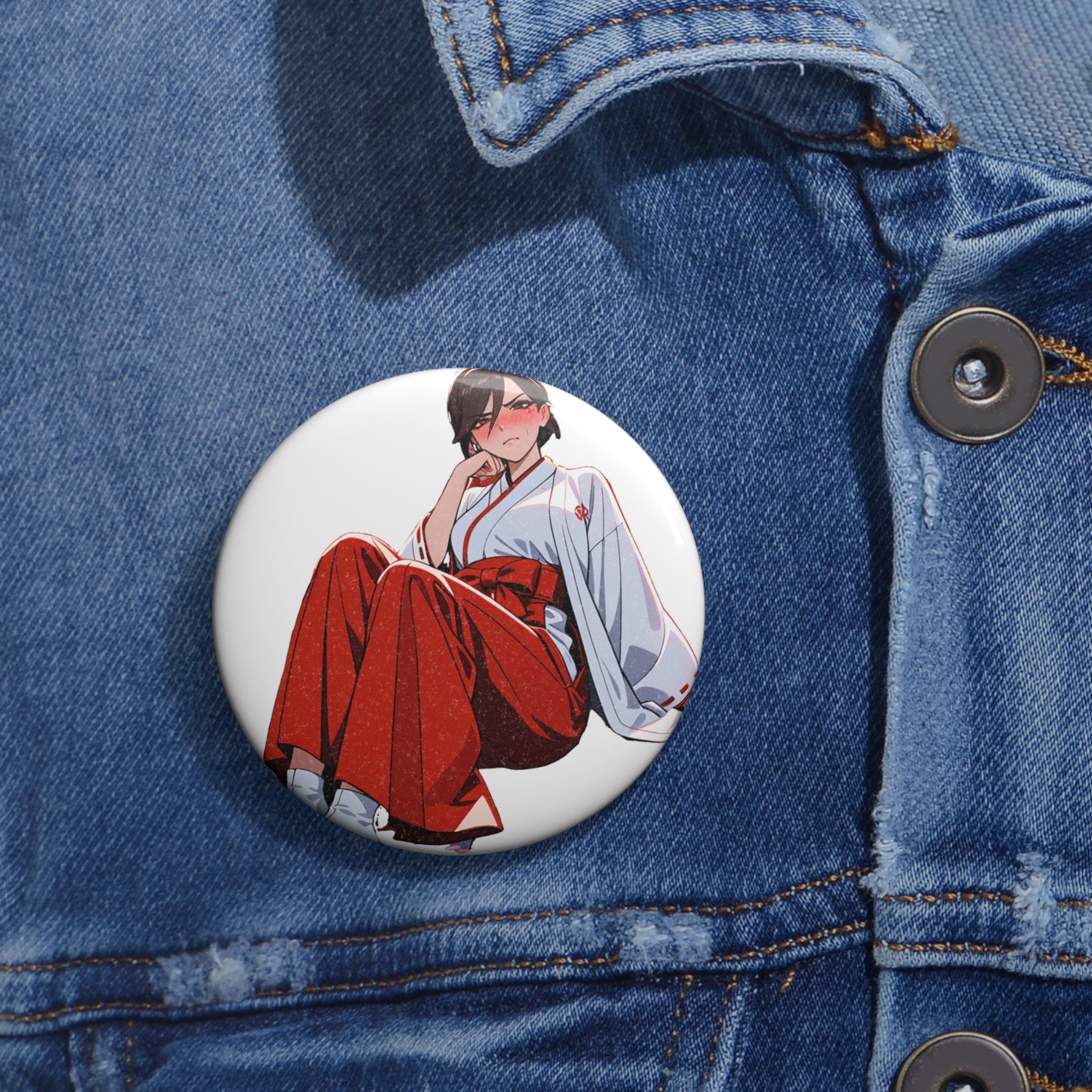 Domina Overwatch Miko Anime Pin Button — Spring Shrine — The Spicy Den Pt. 4