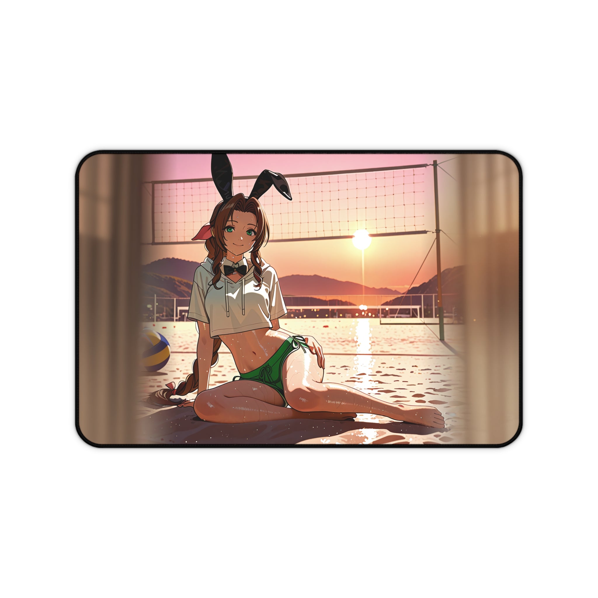 Aerith Final Fantasy VII Bunny Girl Desk Mat Beach Pinup — Bunny Girls Pt. 8