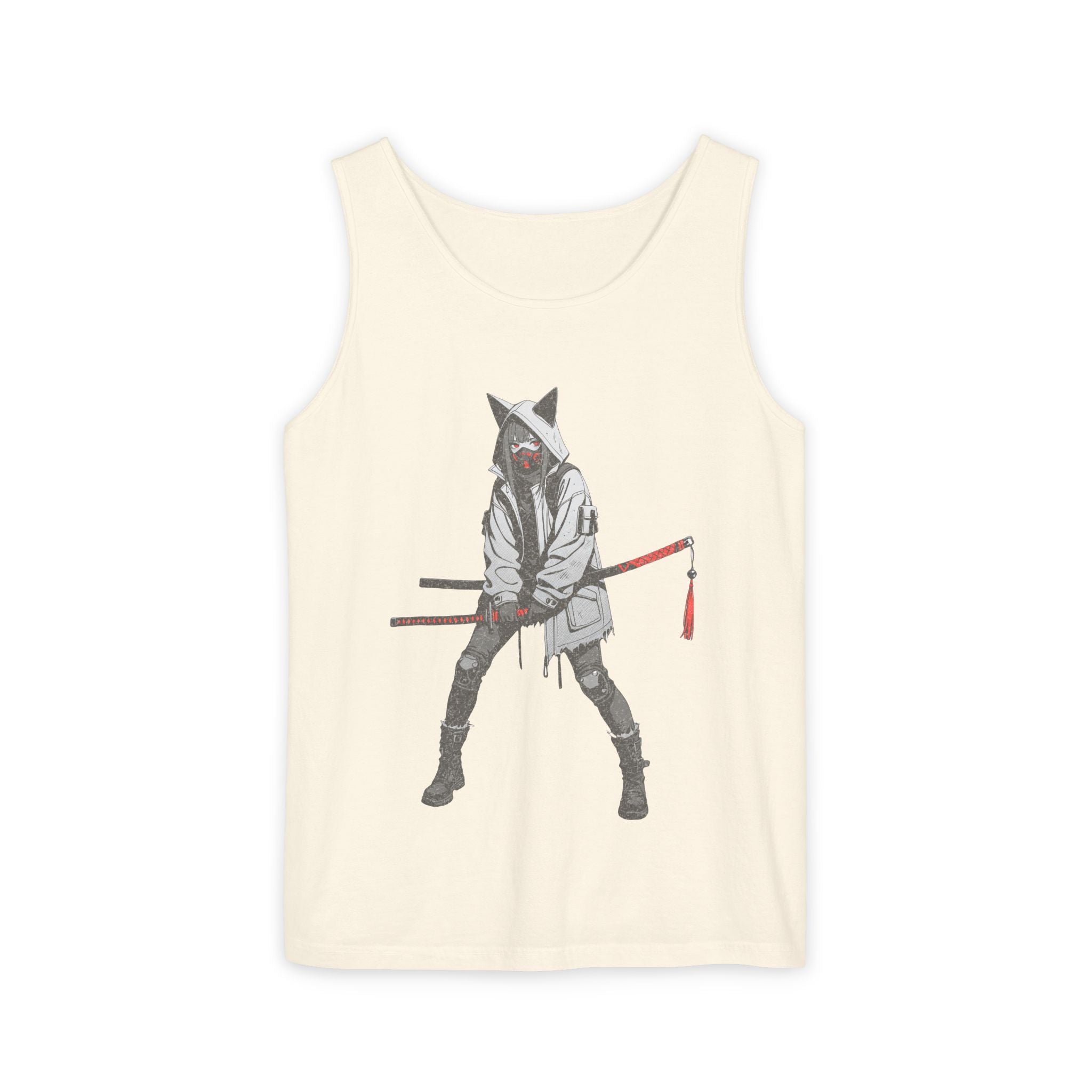 Anime Streetwear Tank Top | Kitsune Ronin Swordswoman Graphic