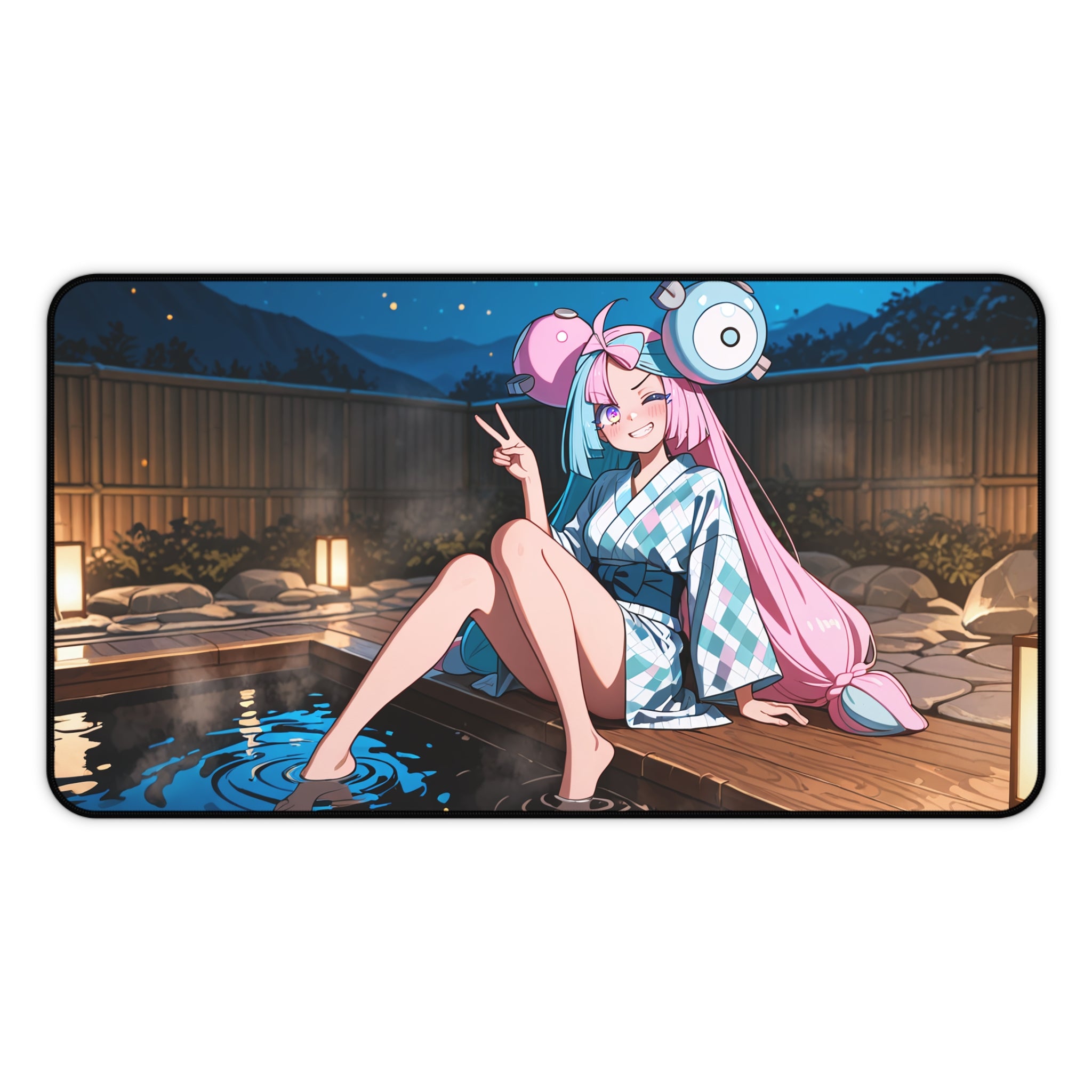 Iono Anime Desk Mat Moonlit Onsen Fan Art XL Mouse Pad — Onsen Pt. 2