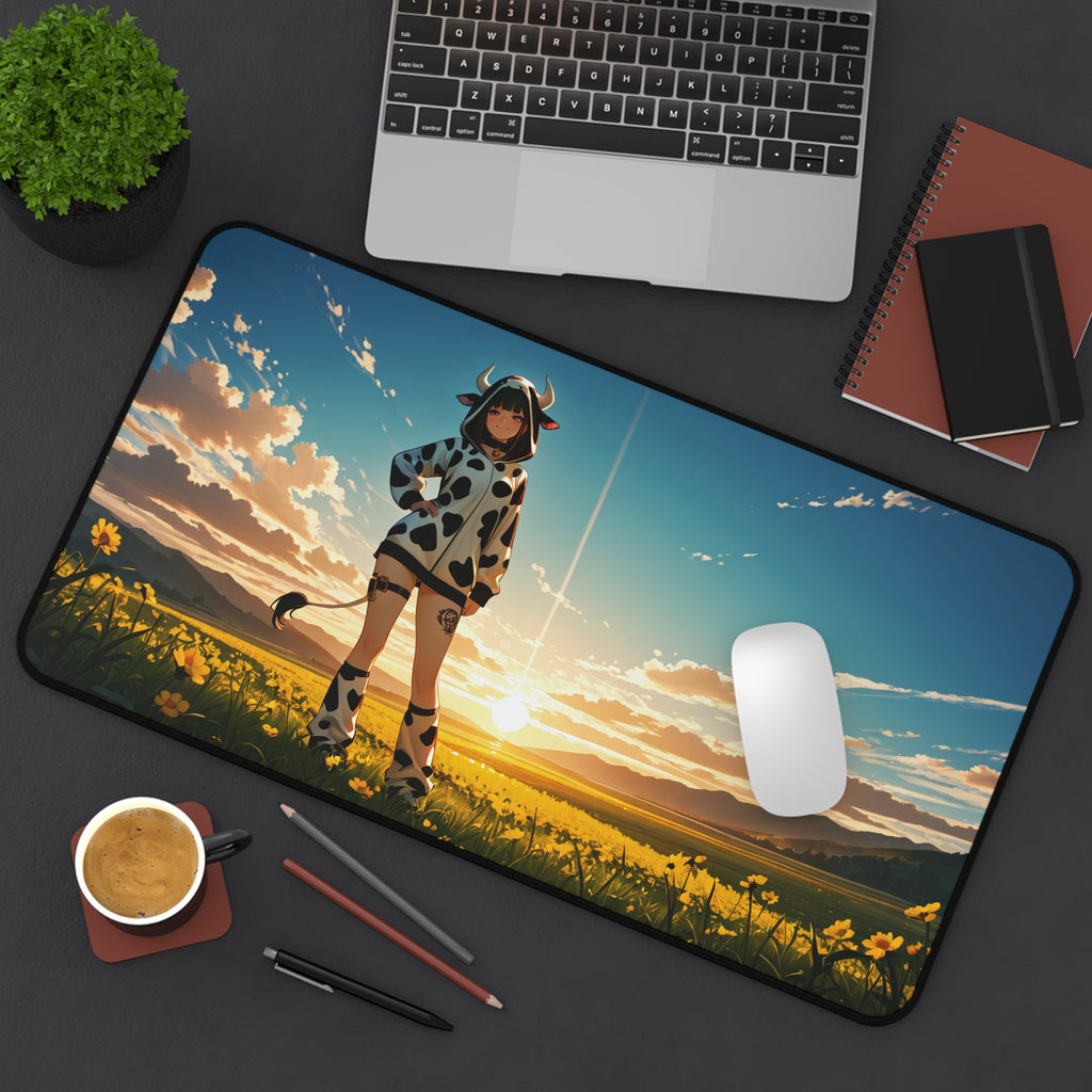 Blanc NIKKE Cow Print Anime Desk Mat Pinup Scene — Cow Girls Pt. 2