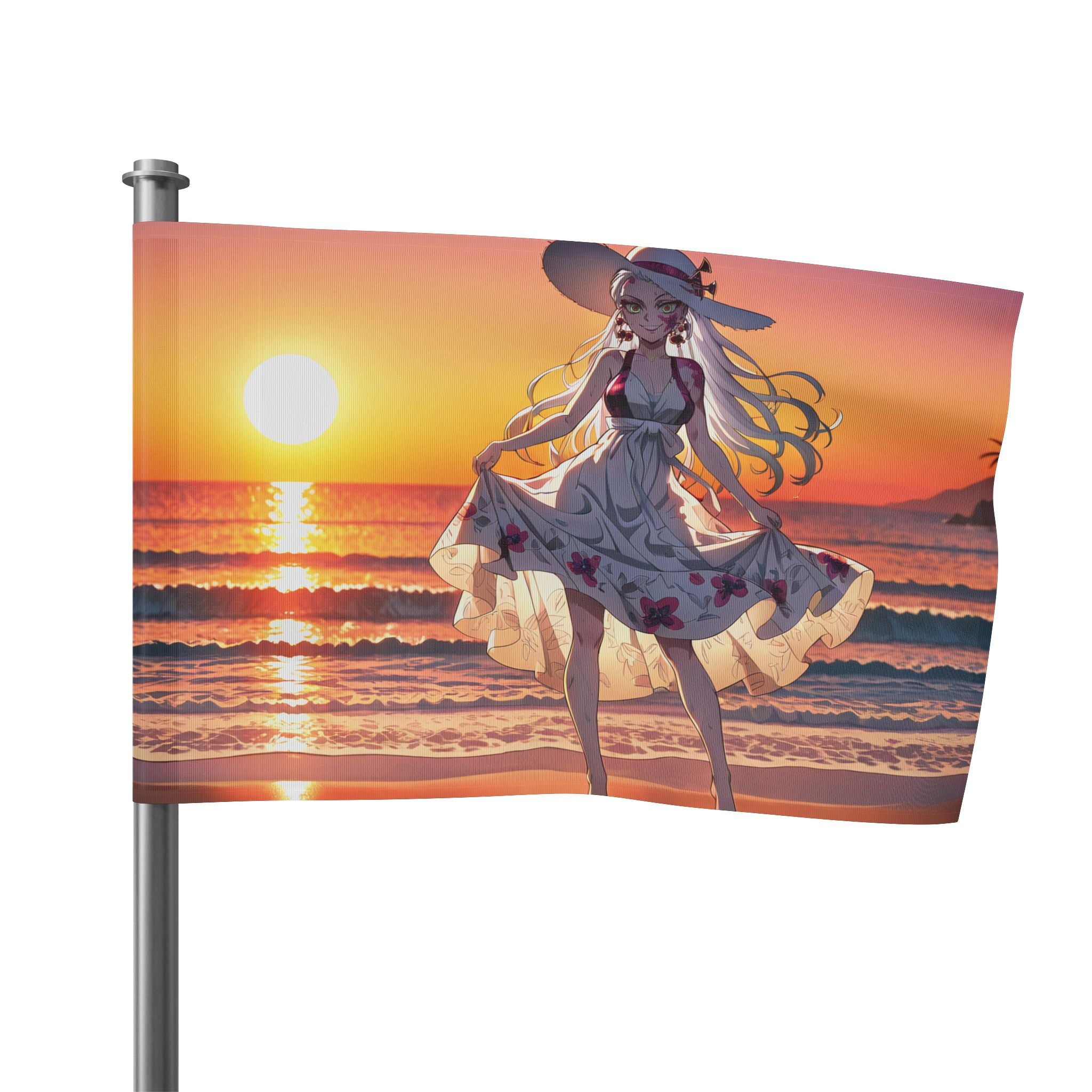 Daki Demon Slayer Wall Flag Sunset Beach Pinup Banner — Beach Babes Pt. 2
