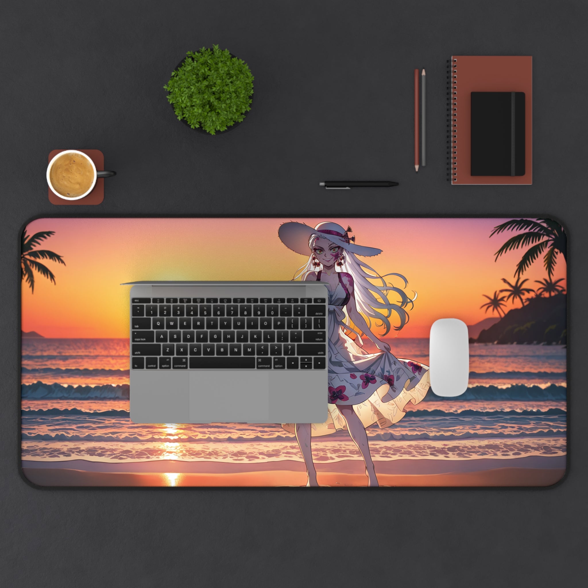 Daki Demon Slayer Desk Mat Sunset Beach Anime Pinup Mouse — Beach Babes Pt. 2