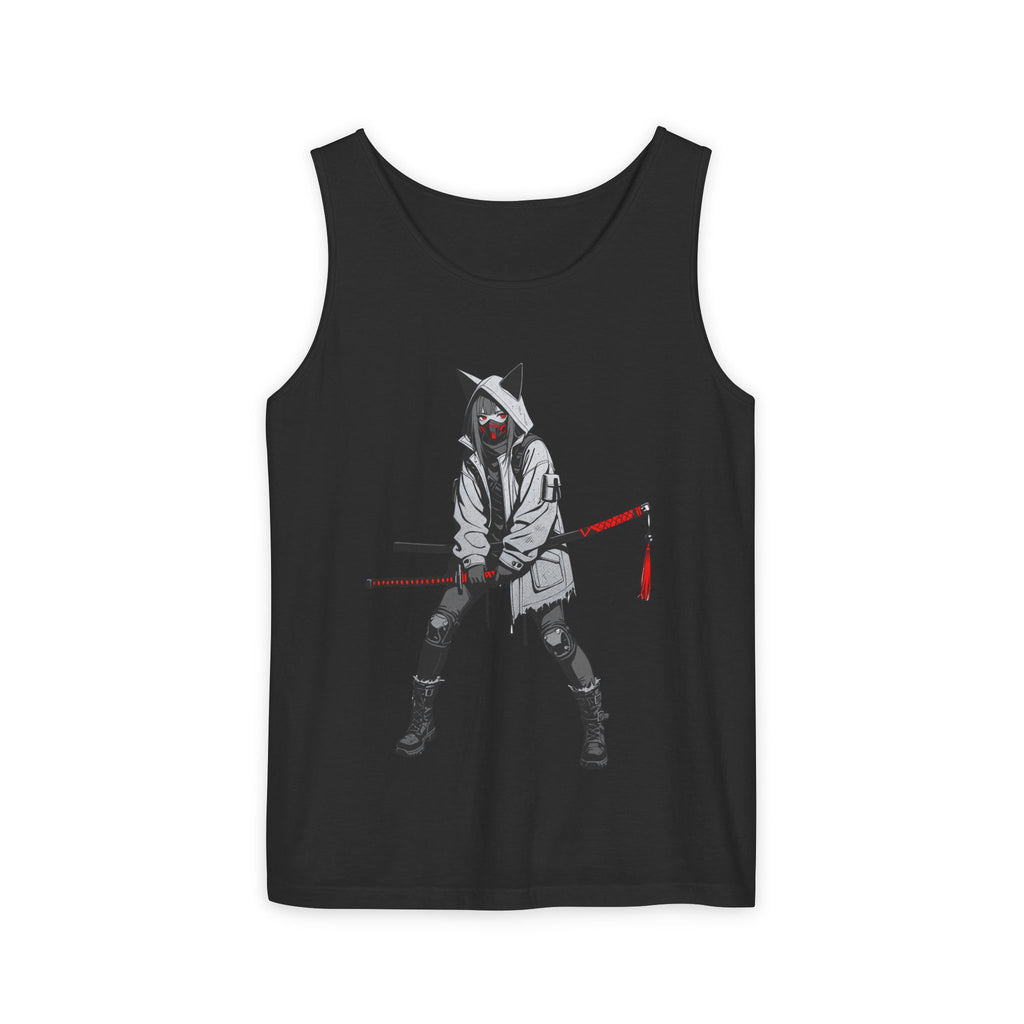 Anime Streetwear Tank Top | Kitsune Ronin Swordswoman Graphic