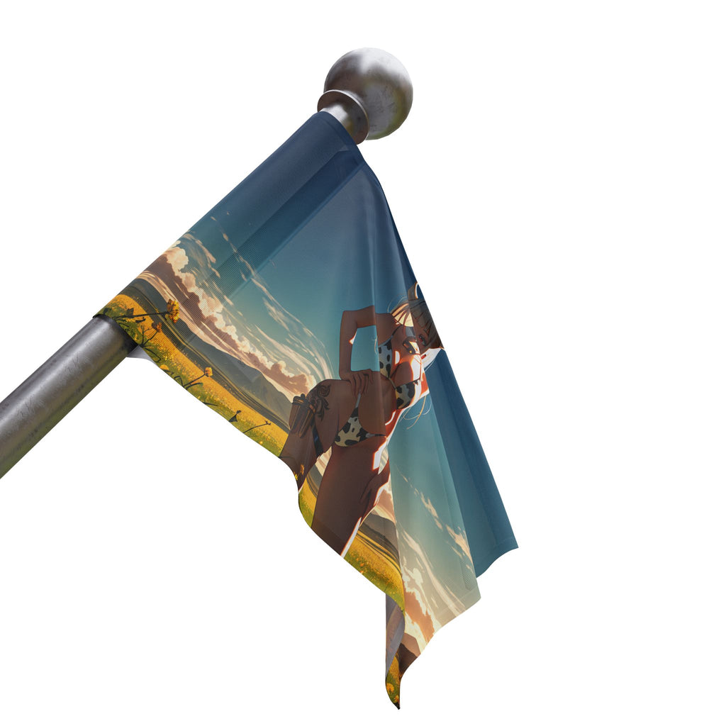 Blanc NIKKE Spicy Wall Flag Cow-Print Pinup Banner — Cow Girls Pt. 2 (Spicy)