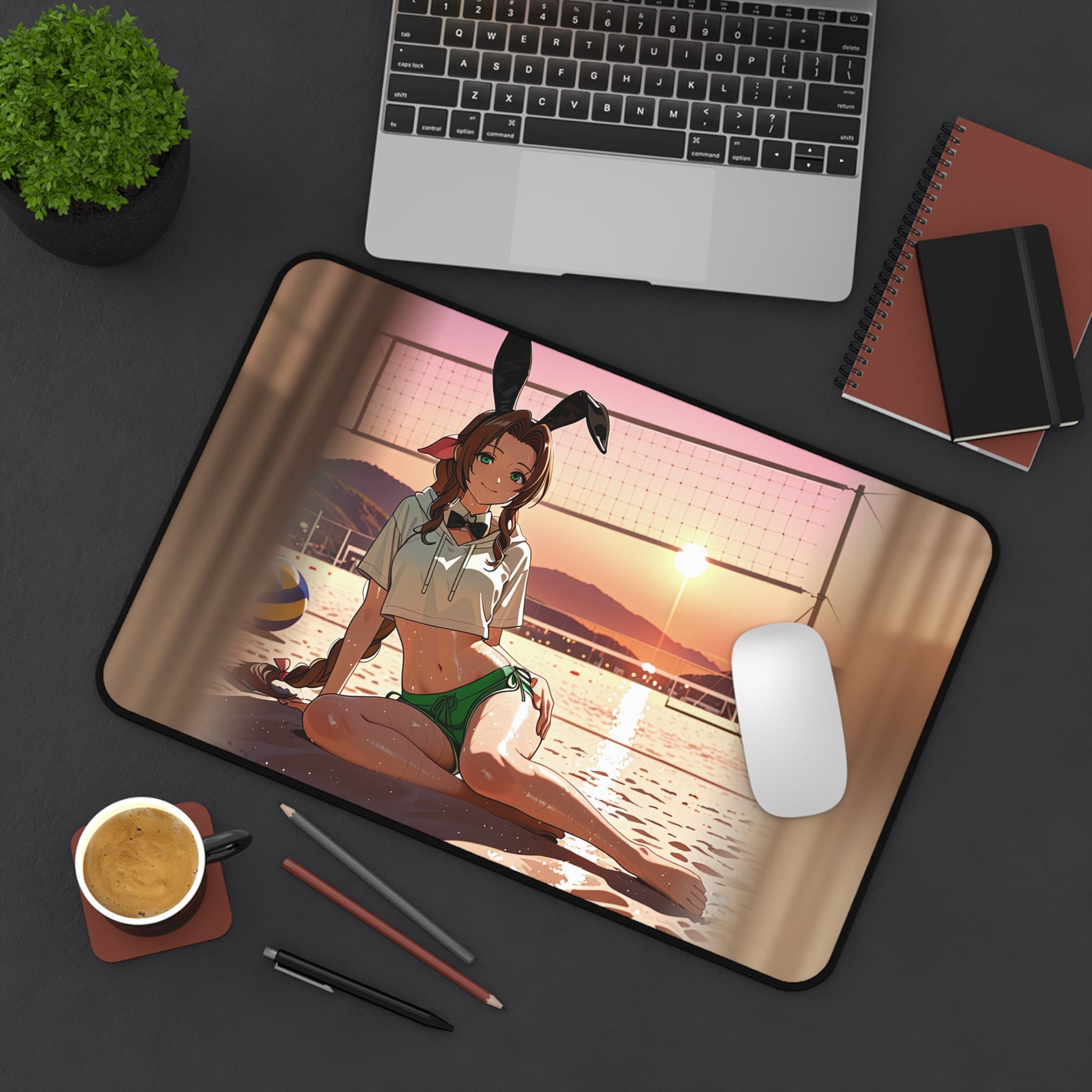 Aerith Final Fantasy VII Bunny Girl Desk Mat Beach Pinup — Bunny Girls Pt. 8