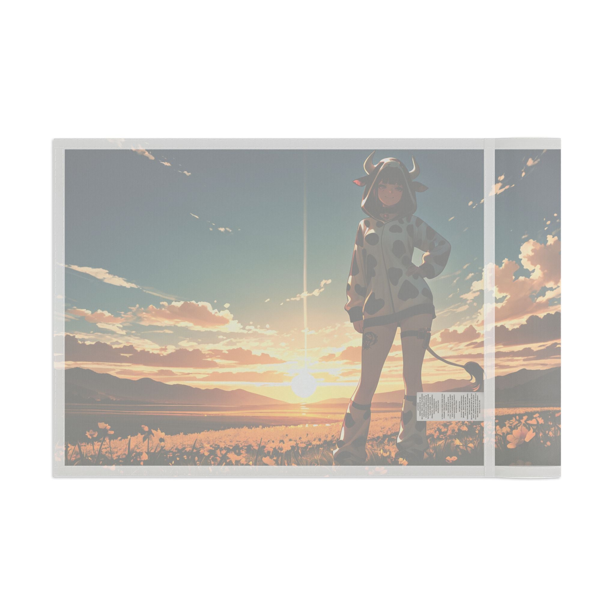 Blanc NIKKE Wall Flag Cow-Print Meadow Pinup Banner — Cow Girls Pt. 2