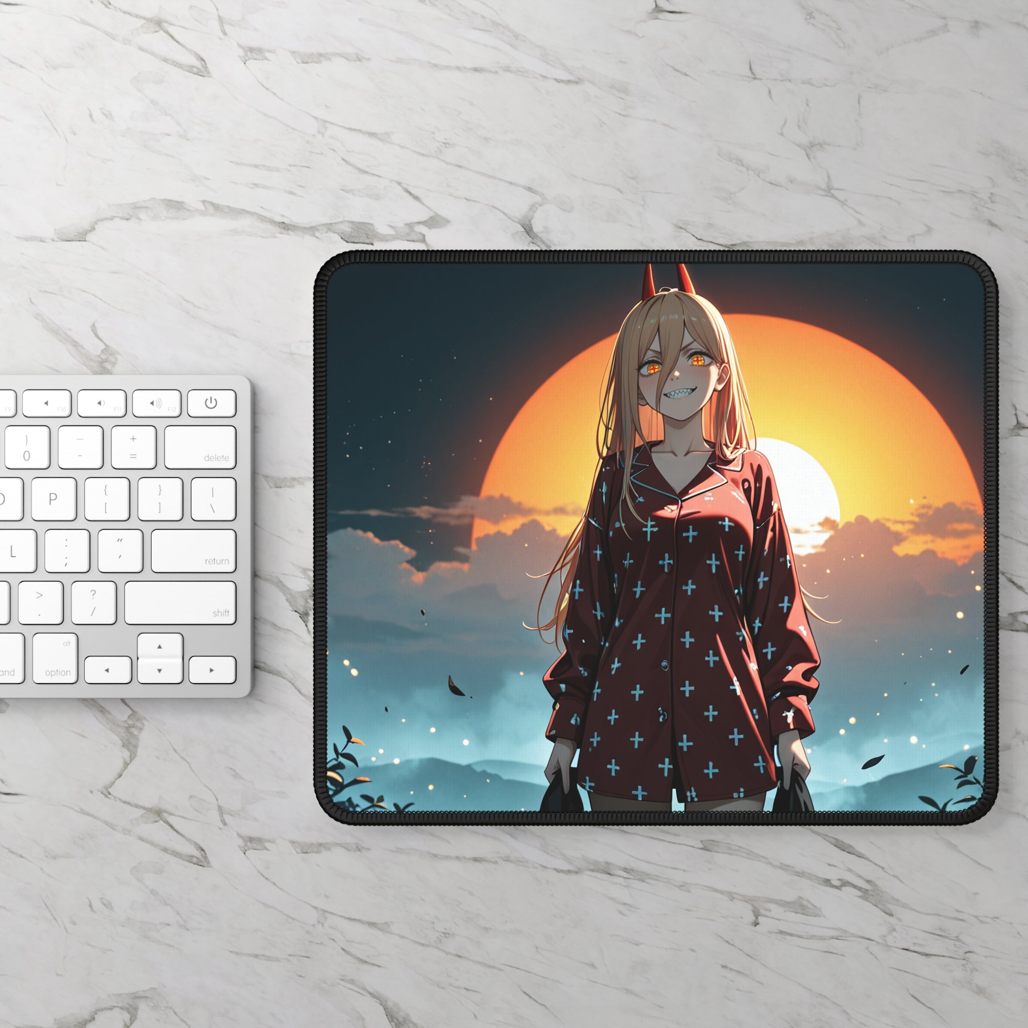 Power Chainsaw Man Anime Mouse Pad | Pinup Fan Art Gaming Desk Pad