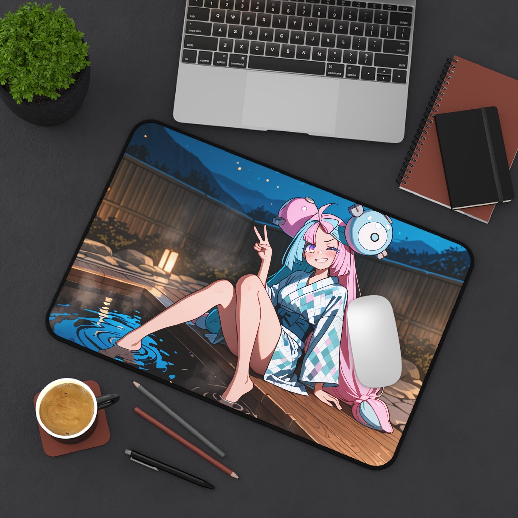 Iono Anime Desk Mat Moonlit Onsen Fan Art XL Mouse Pad — Onsen Pt. 2