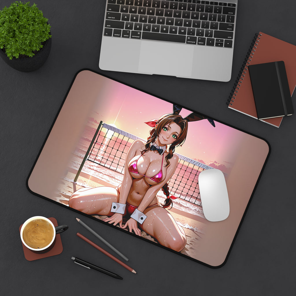 Aerith FF7 Bunny Girl Desk Mat Spicy Pinup Beach Edition — Bunny Girls Pt. 8