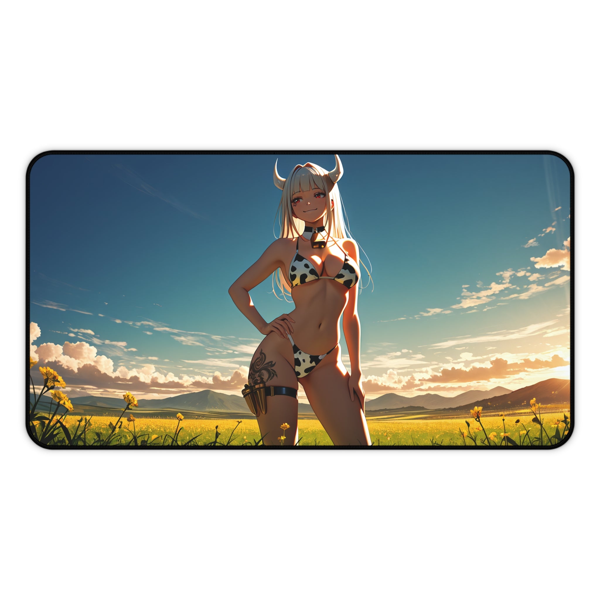 Blanc NIKKE Cow Print Anime Desk Mat Spicy Pinup — Cow Girls Pt. 2 (Spicy)