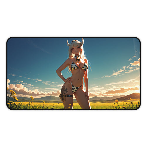 Blanc NIKKE Cow Print Anime Desk Mat Spicy Pinup — Cow Girls Pt. 2 (Spicy)