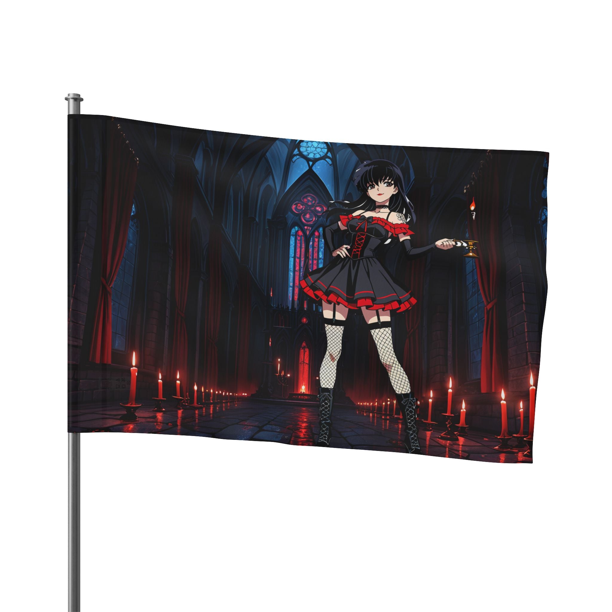 Kagome Inuyasha Spicy Gothic Pinup Anime Wall Flag | Dark Banner