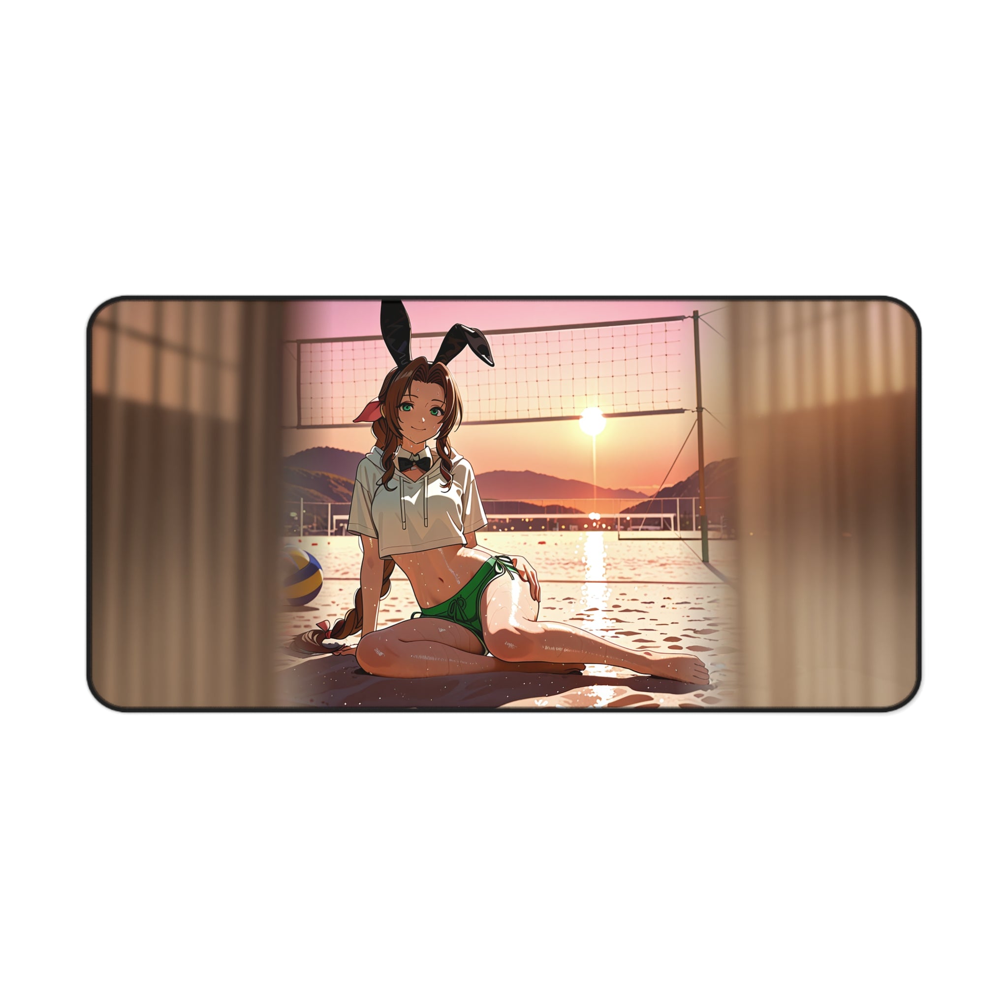 Aerith Final Fantasy VII Bunny Girl Desk Mat Beach Pinup — Bunny Girls Pt. 8