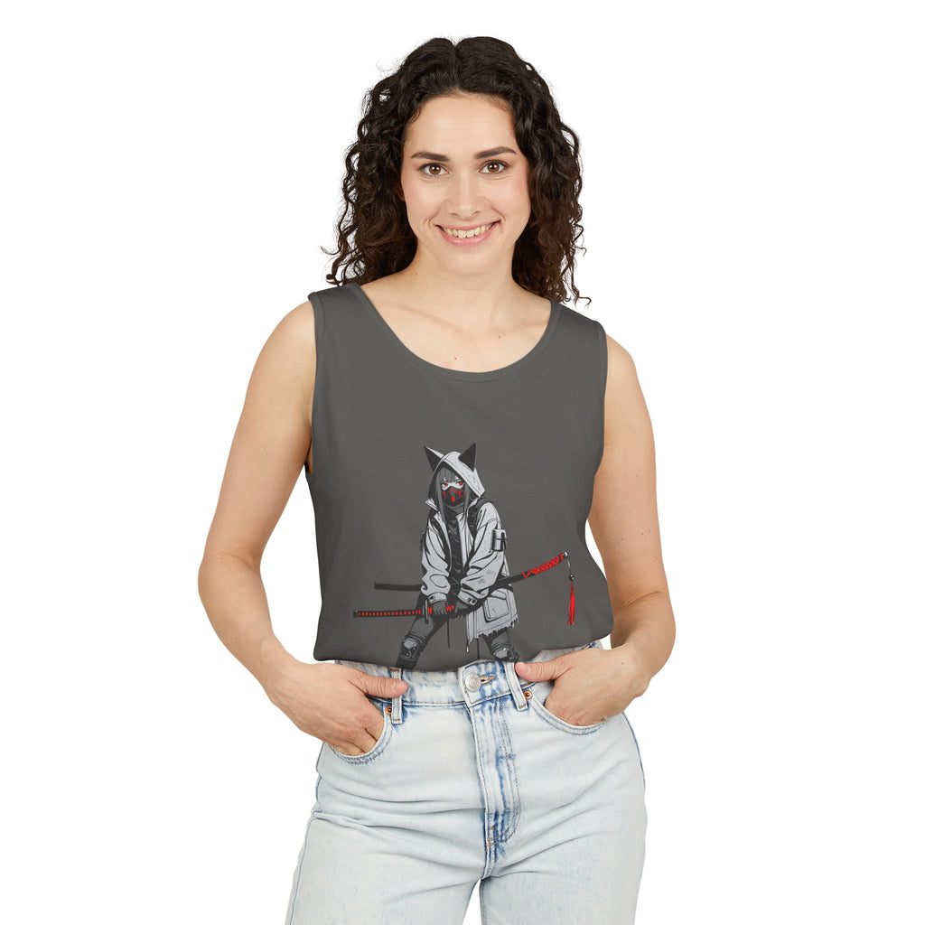 Anime Streetwear Tank Top | Kitsune Ronin Swordswoman Graphic