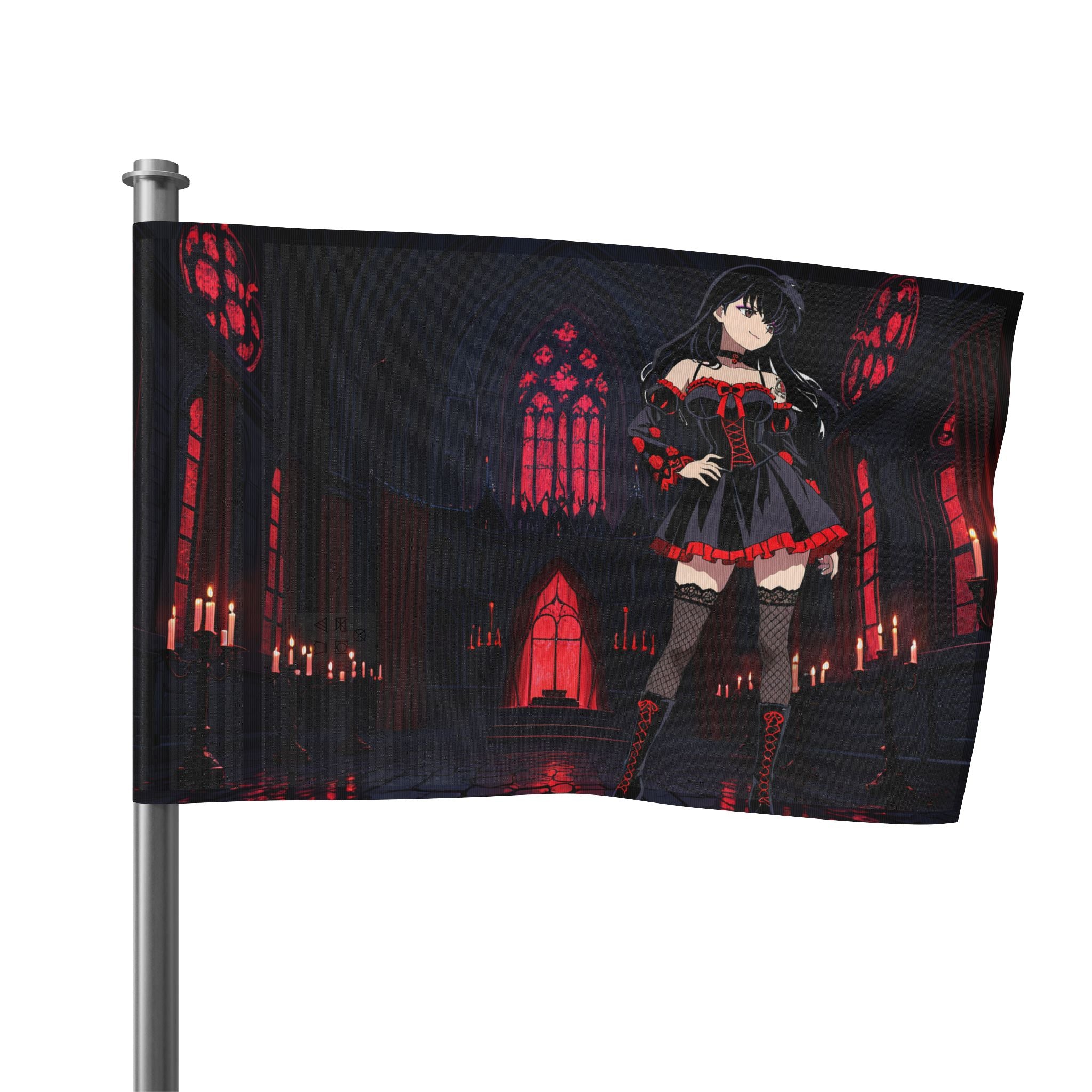 Kagome Inuyasha Gothic Anime Wall Flag | Cathedral Dark Banner