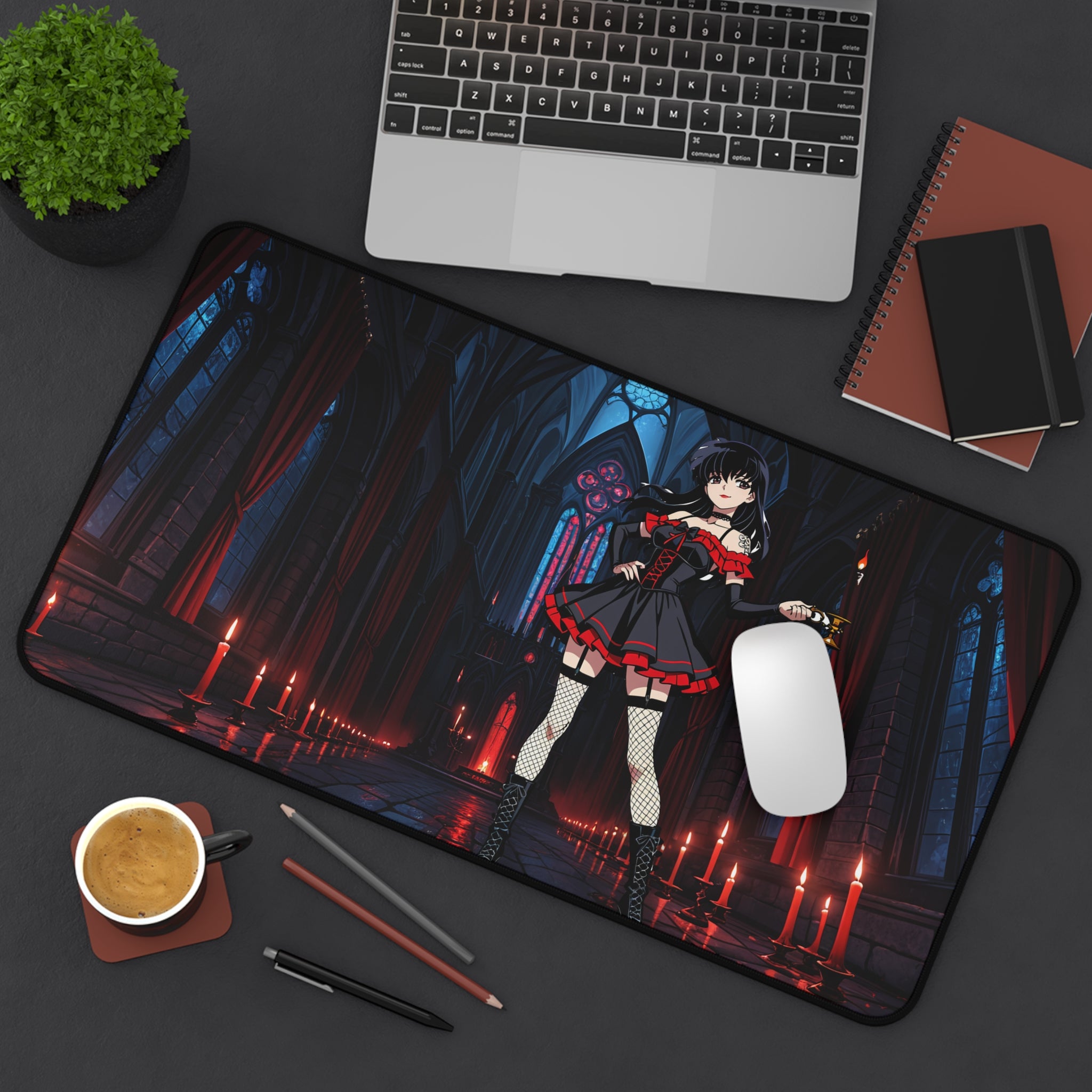 Kagome Inuyasha Gothic Spicy Anime Desk Mat | Dark Pinup XL Mouse Pad