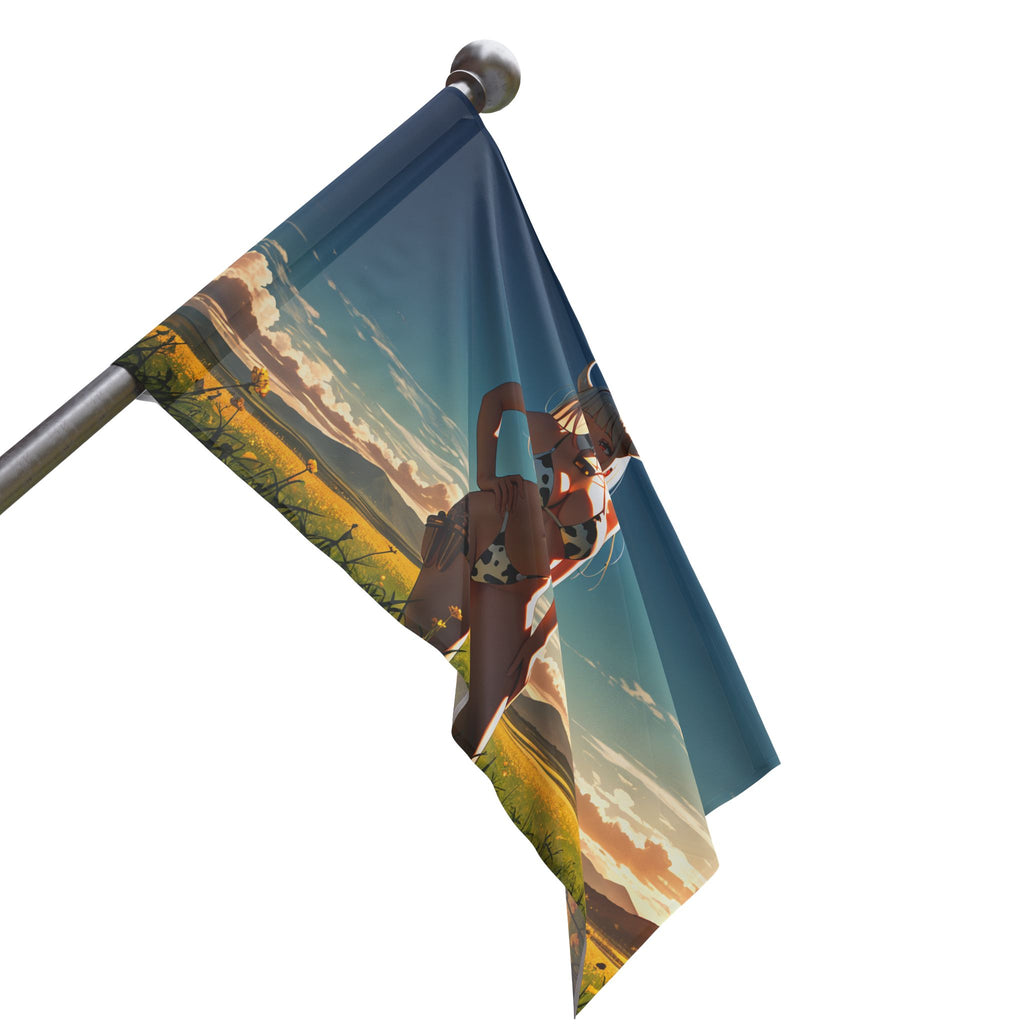 Blanc NIKKE Spicy Wall Flag Cow-Print Pinup Banner — Cow Girls Pt. 2 (Spicy)