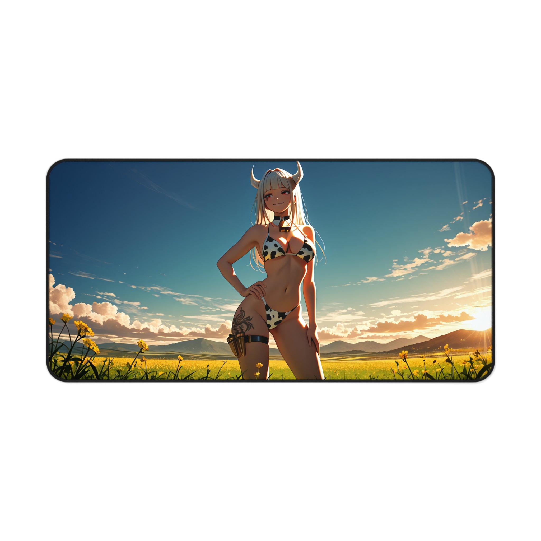 Blanc NIKKE Cow Print Anime Desk Mat Spicy Pinup — Cow Girls Pt. 2 (Spicy)