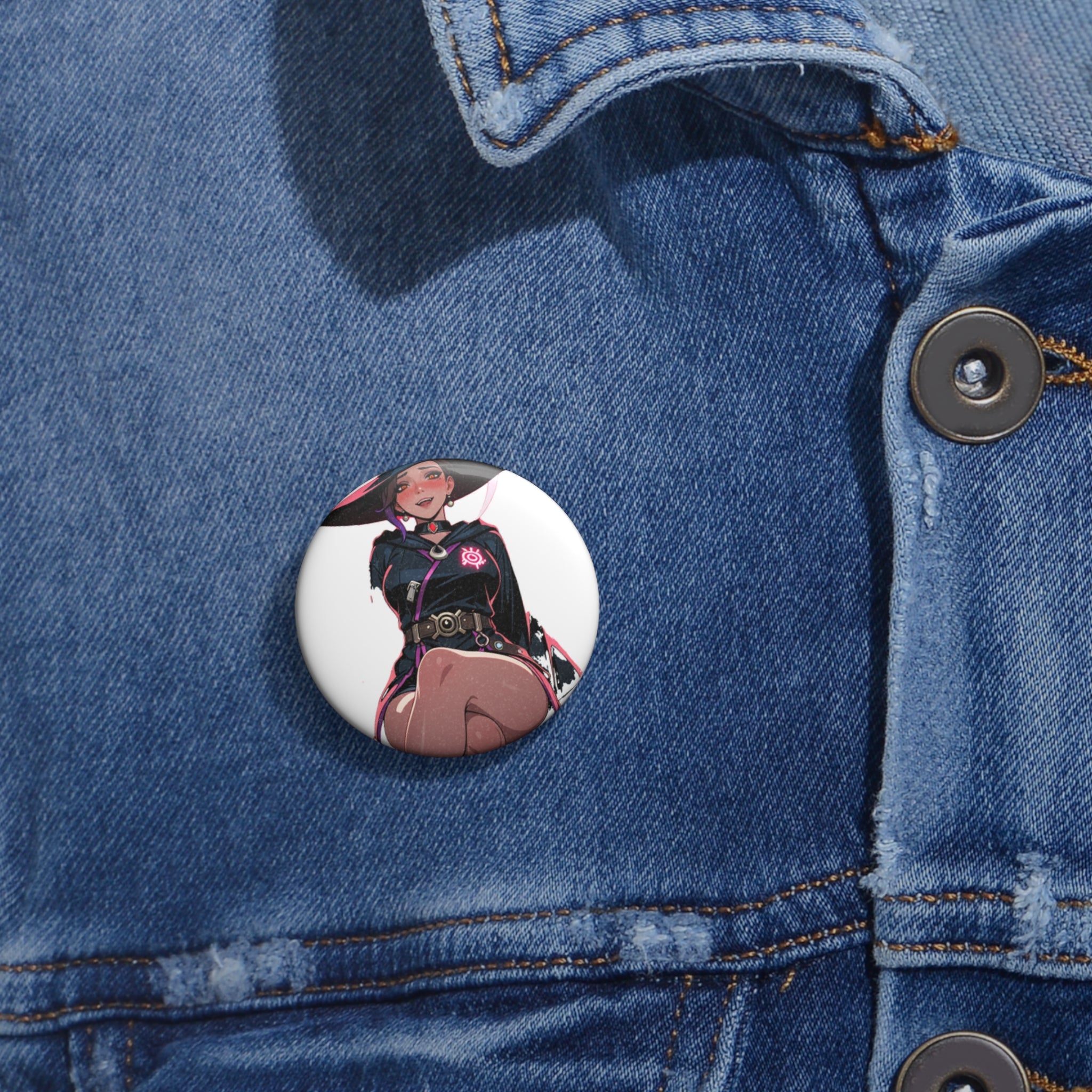 Domina Overwatch Witch Anime Pin Button — Halloween Pinup — The Spicy Den Pt. 3