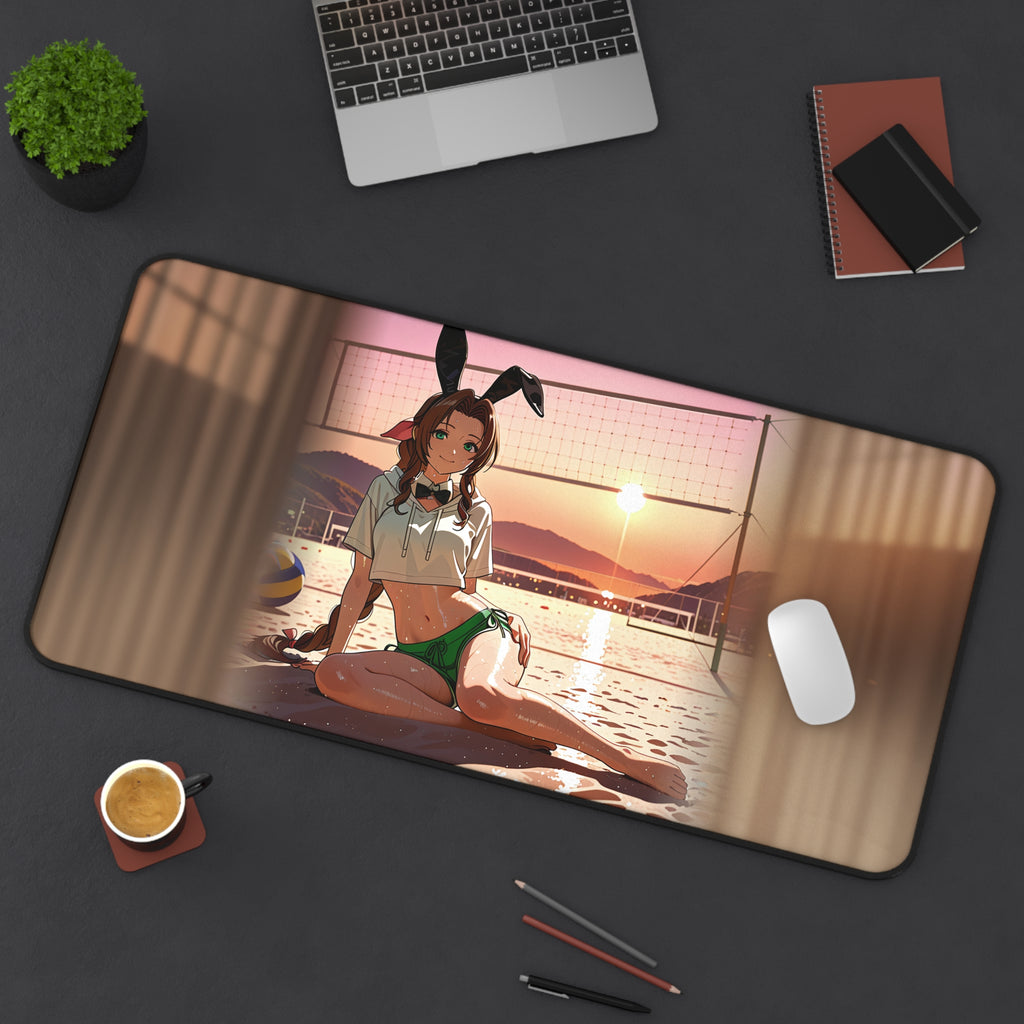 Aerith Final Fantasy VII Bunny Girl Desk Mat Beach Pinup — Bunny Girls Pt. 8