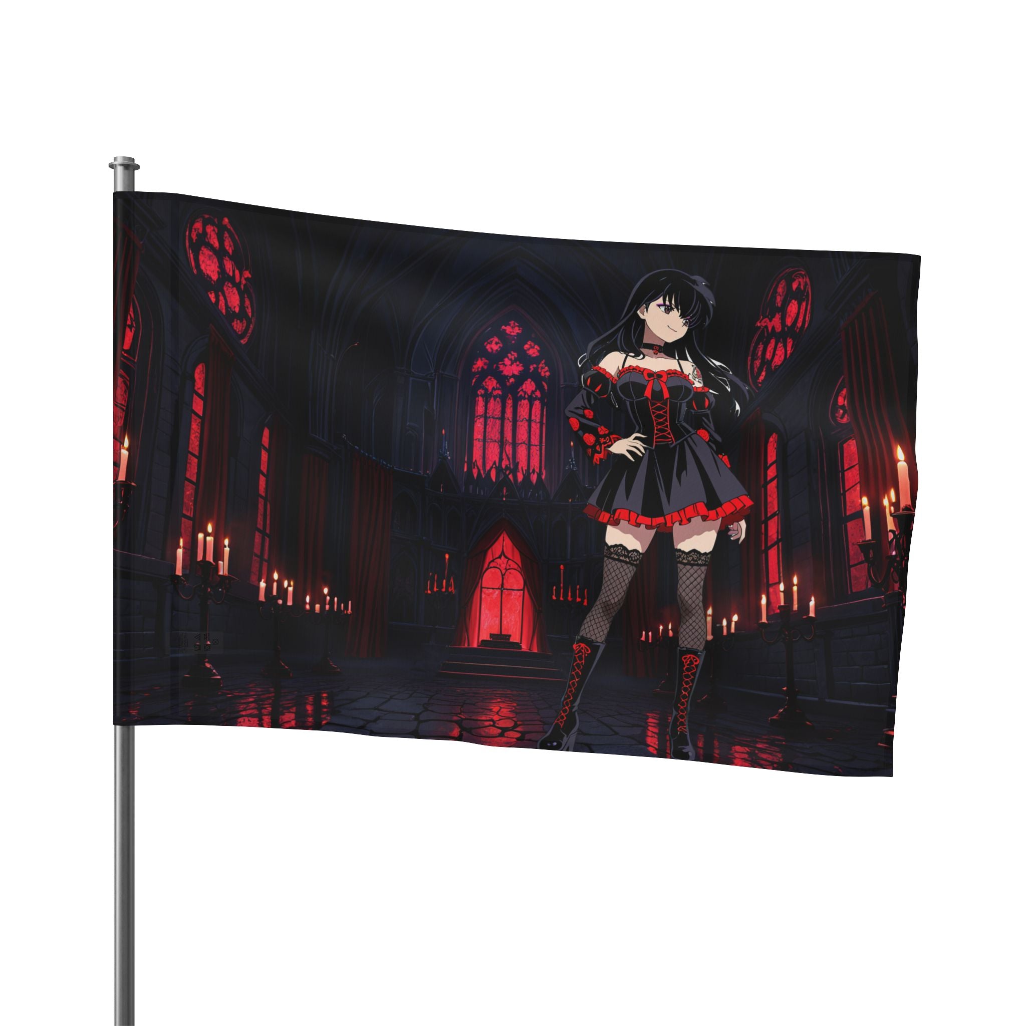 Kagome Inuyasha Gothic Anime Wall Flag | Cathedral Dark Banner