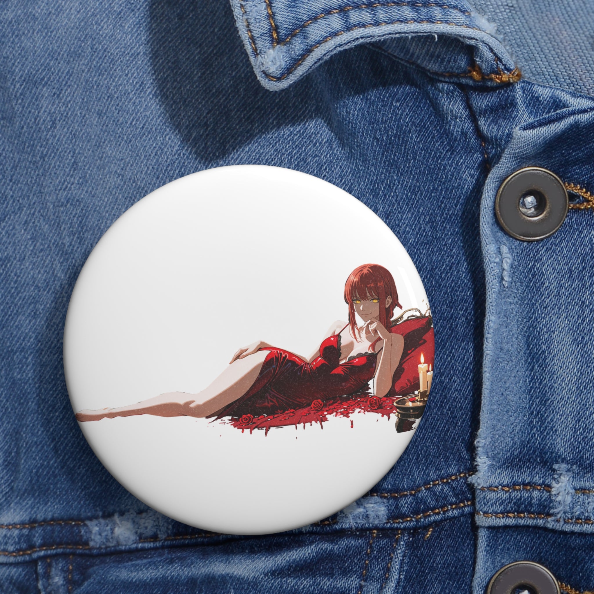 Makima Chainsaw Man Spicy Anime Pin Button Boudoir Pinup Fan Art Boudoir Pt. 1