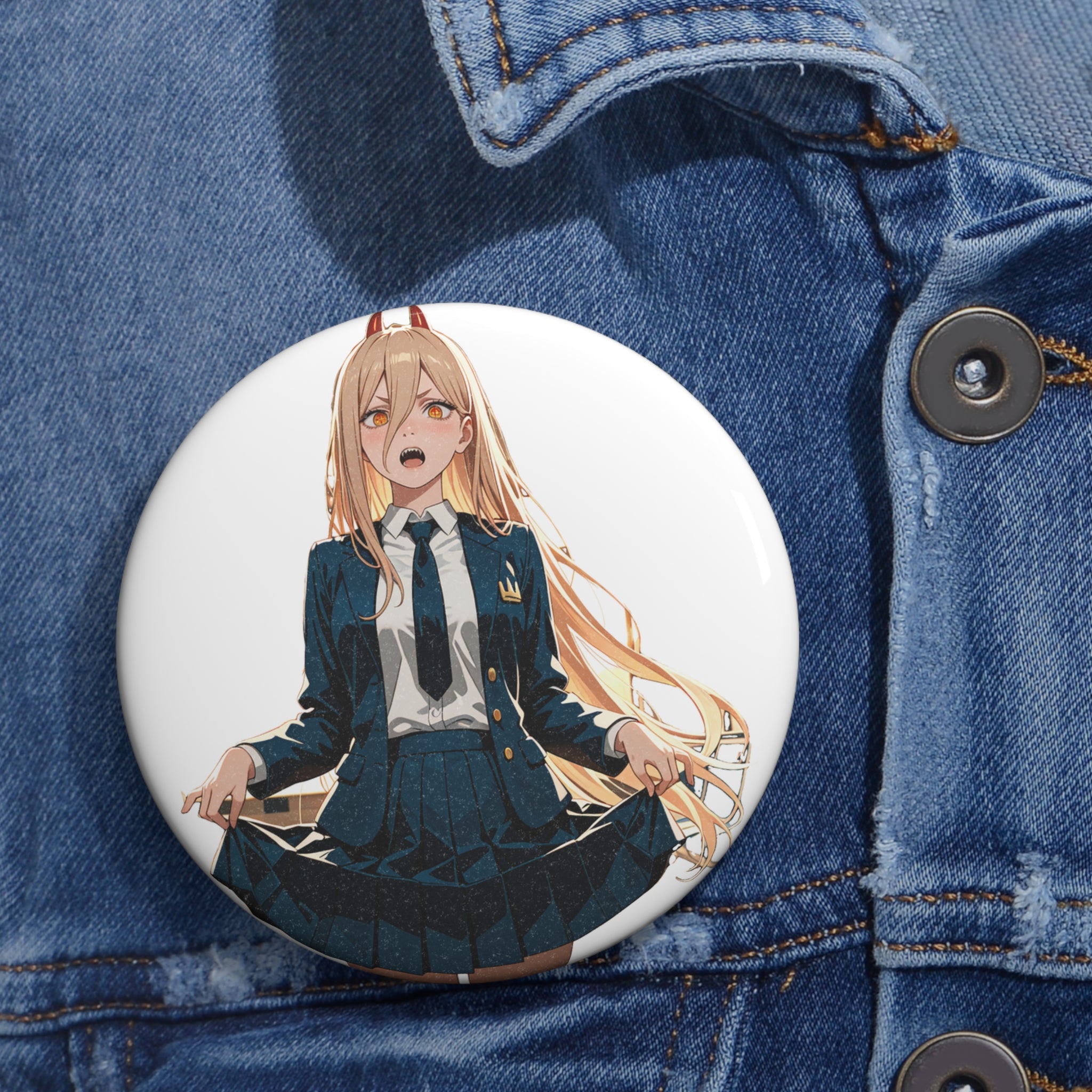 Power Chainsaw Man Flight Attendant Anime Pin Button — Bunny Girls Pt. 7