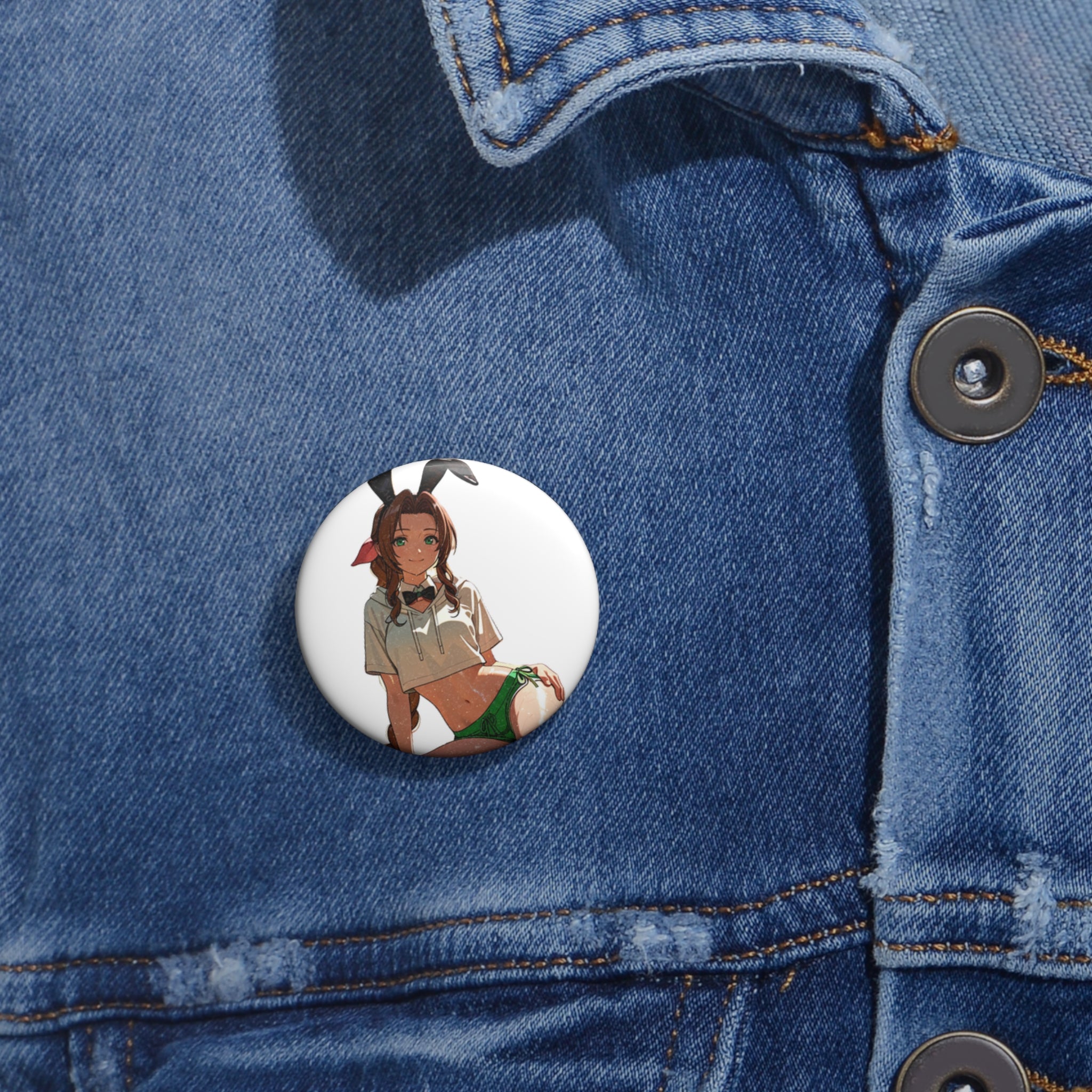 Aerith Final Fantasy VII Anime Pin Button | Bunny Girls Pt. 8