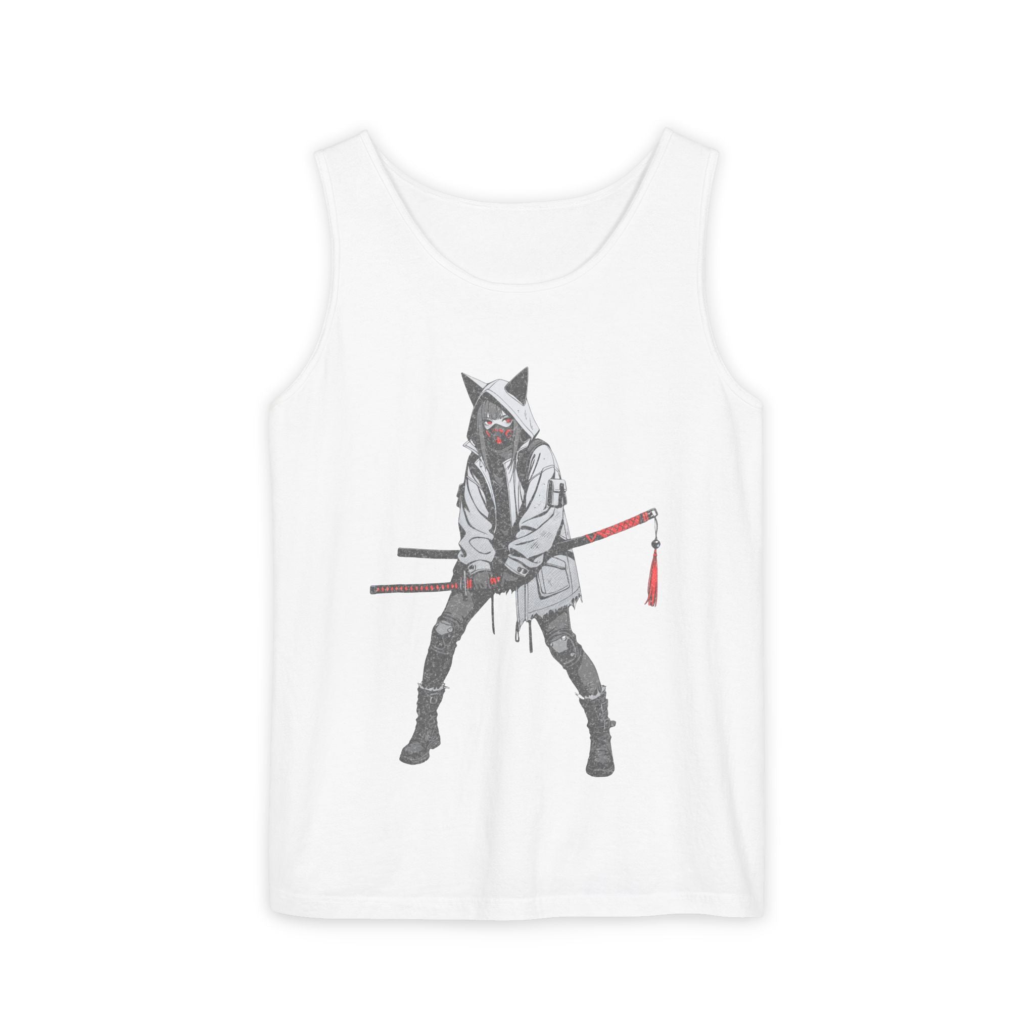 Anime Streetwear Tank Top | Kitsune Ronin Swordswoman Graphic