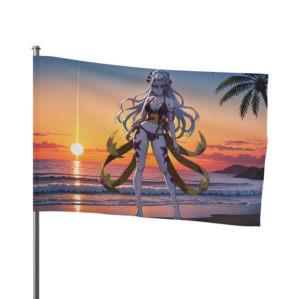 Daki Demon Slayer Spicy Wall Flag Sunset Beach Pinup — Beach Babes Pt. 2