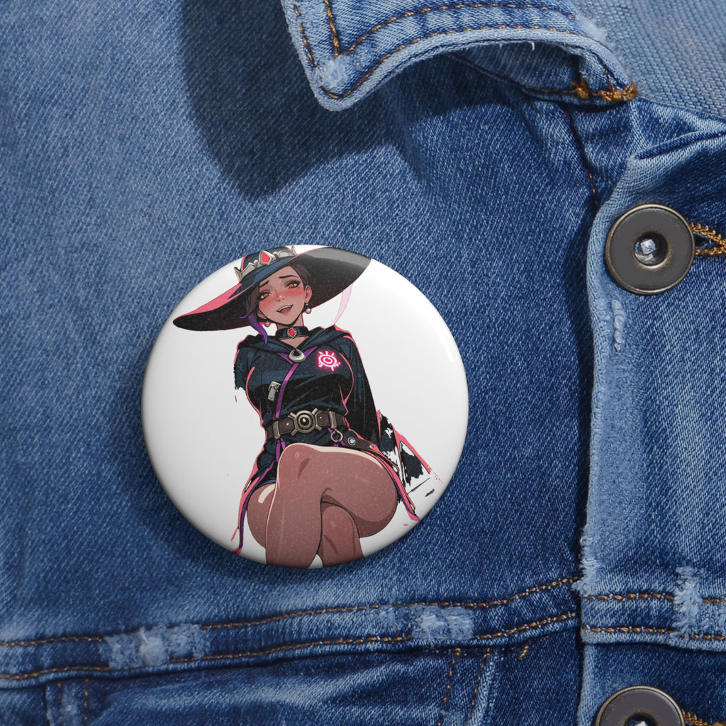 Domina Overwatch Witch Anime Pin Button — Halloween Pinup — The Spicy Den Pt. 3