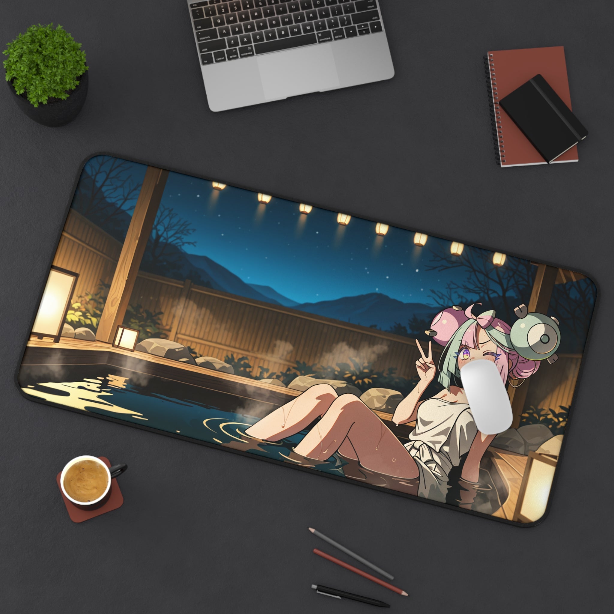 Iono Spicy Anime Desk Mat Moonlit Onsen Pinup XL Mouse Pad — Onsen Pt. 2