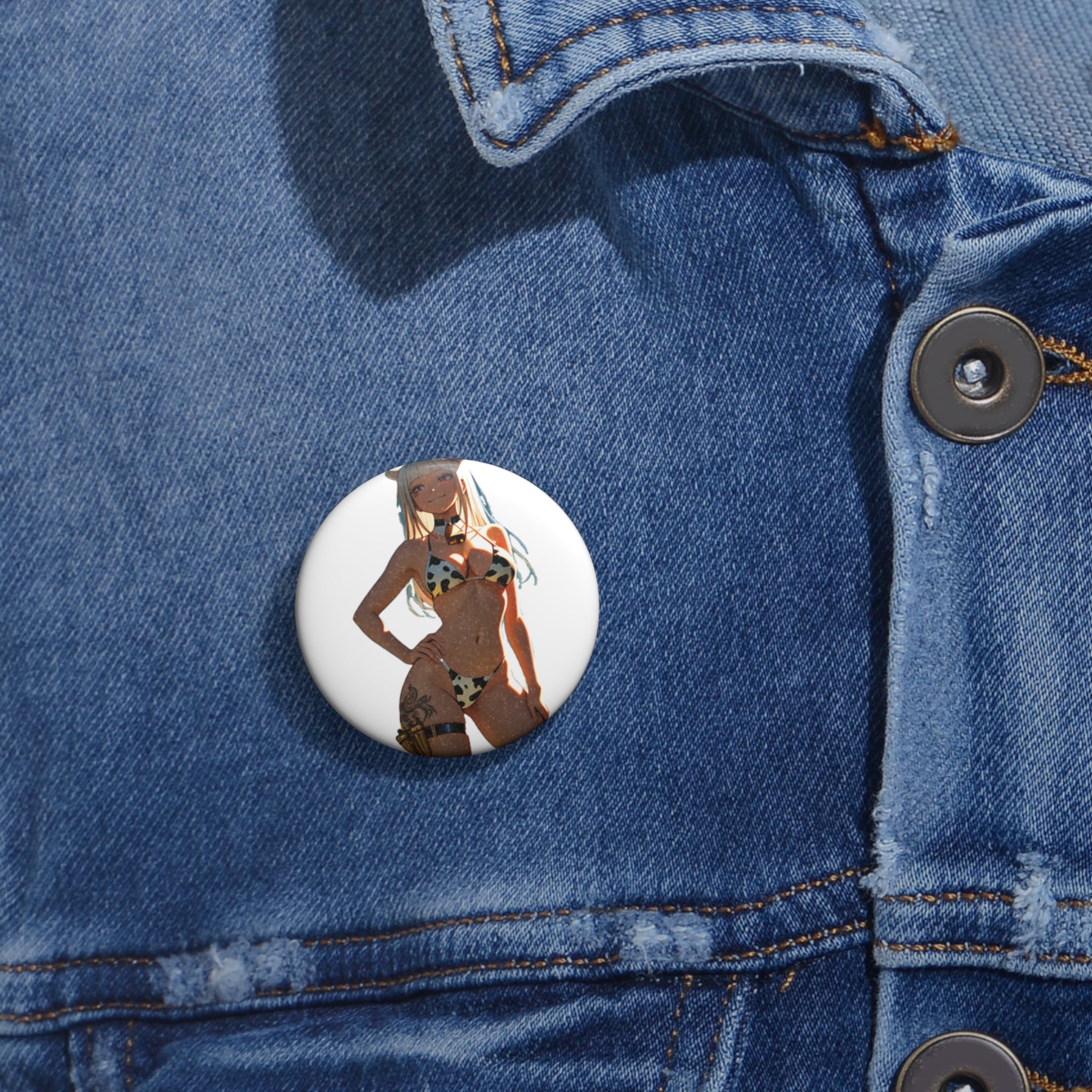Blanc NIKKE Spicy Cow-Print Anime Pin Button Pinup Badge — Cow Girls Pt. 2