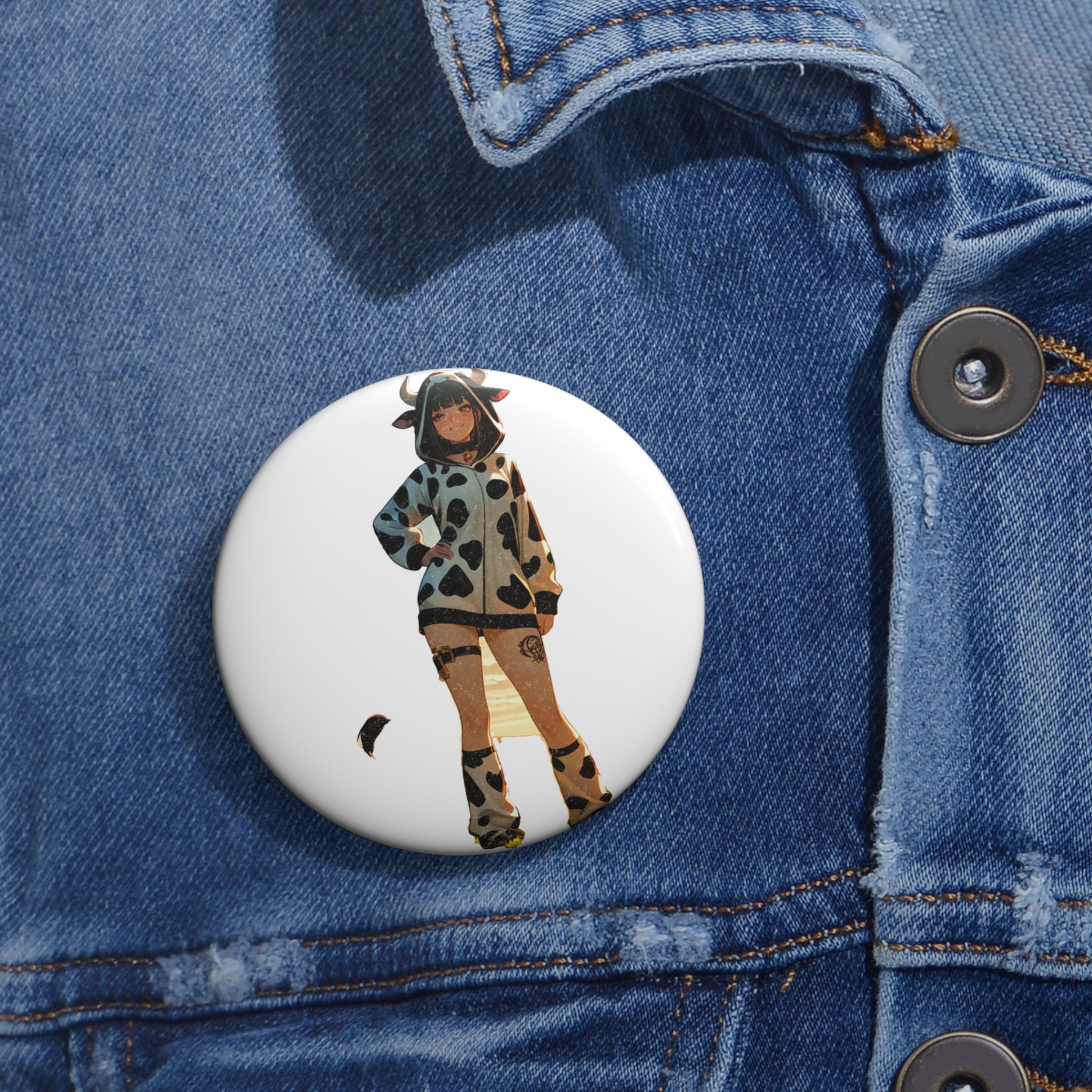 Blanc NIKKE Cow-Print Anime Pin Button Pinup Badge — Cow Girls Pt. 2