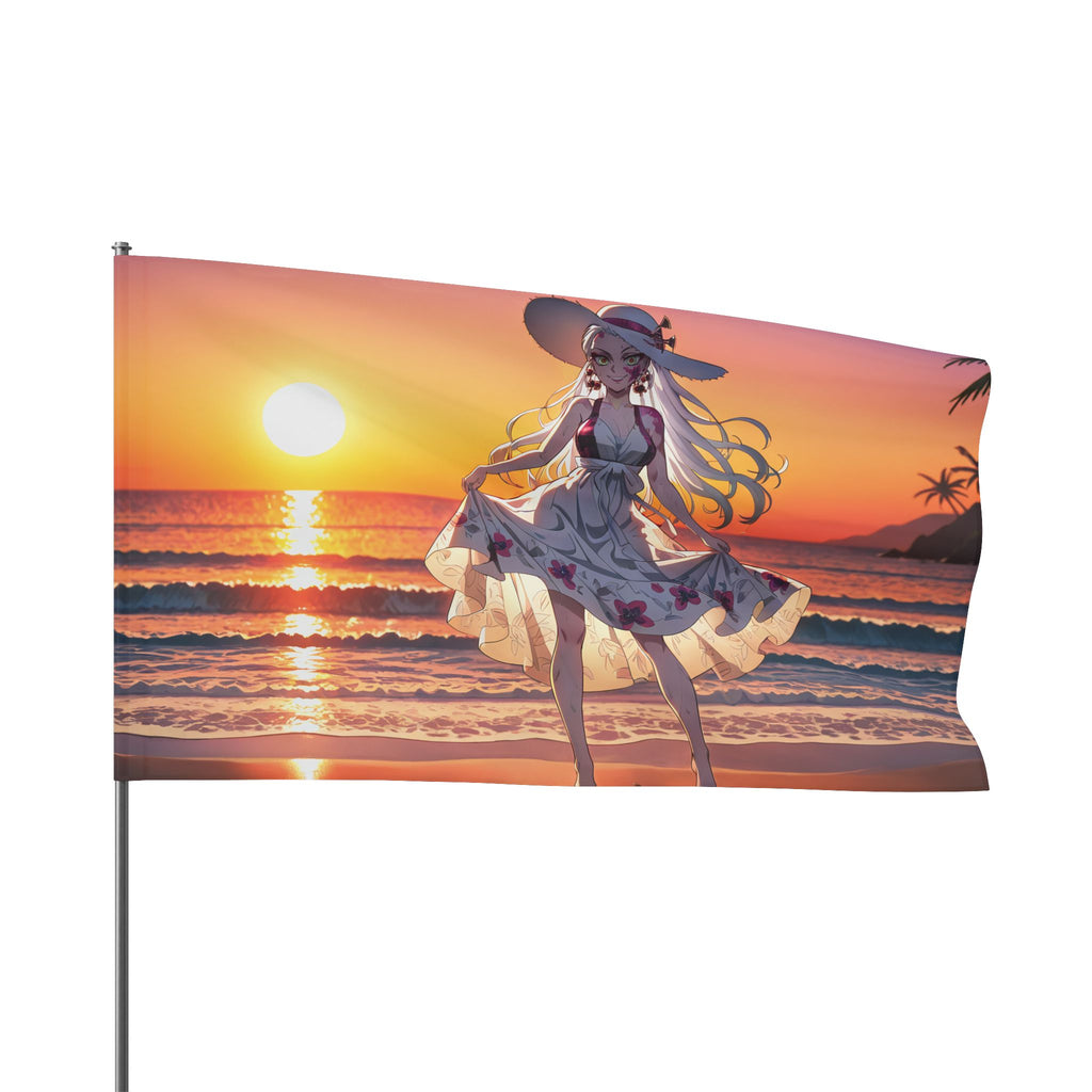 Daki Demon Slayer Wall Flag Sunset Beach Pinup Banner — Beach Babes Pt. 2