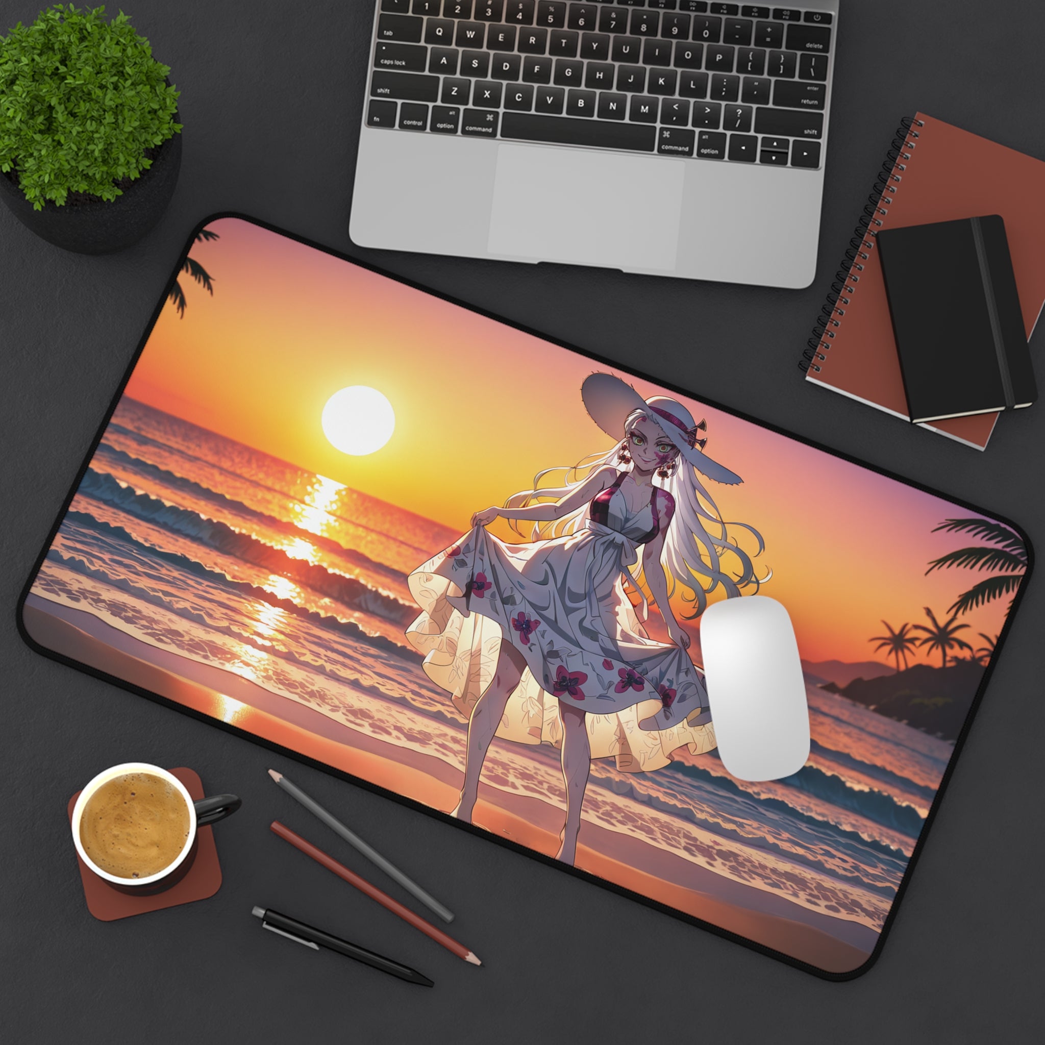 Daki Demon Slayer Desk Mat Sunset Beach Anime Pinup Mouse — Beach Babes Pt. 2