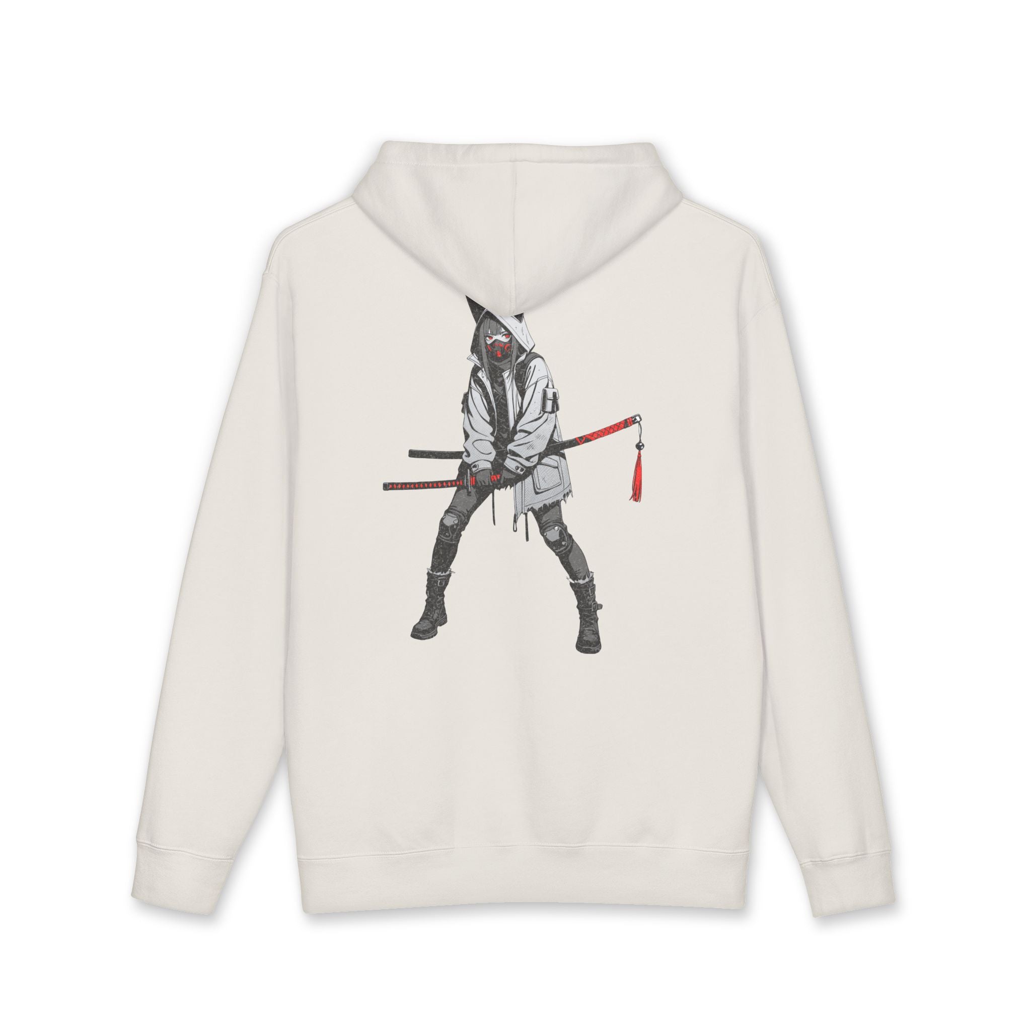 Anime Streetwear Hoodie Kitsune Ronin Back Graphic Pullover