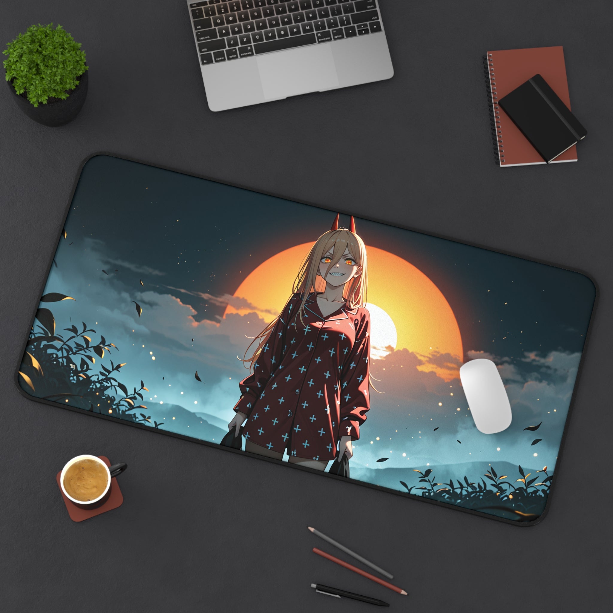 Power Chainsaw Man Anime Desk Mat | Pinup Fan Art Gaming Mouse Pad XL