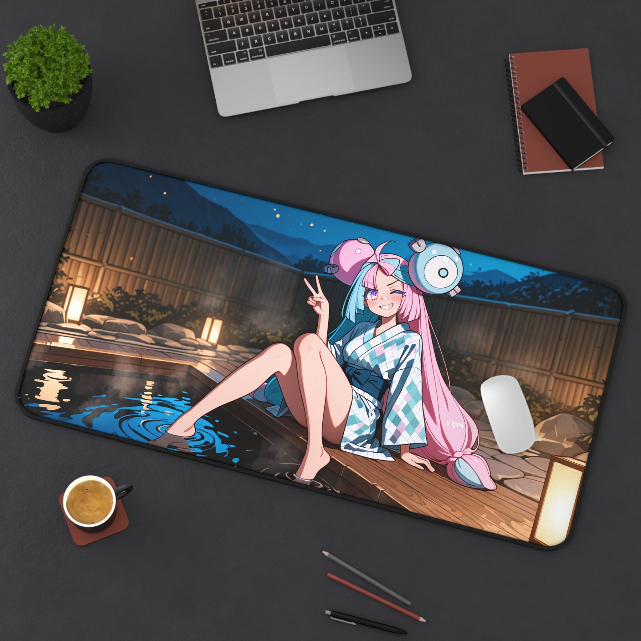 Iono Anime Desk Mat Moonlit Onsen Fan Art XL Mouse Pad — Onsen Pt. 2