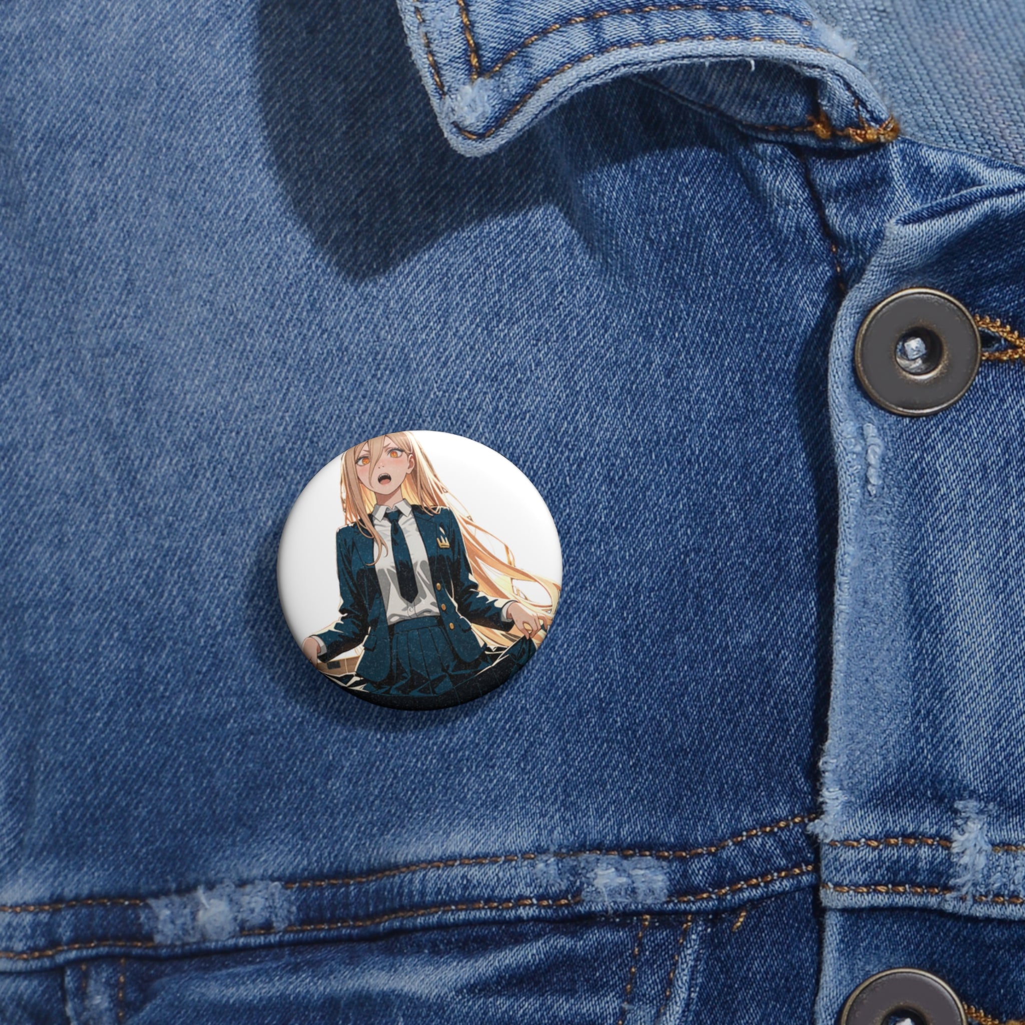 Power Chainsaw Man Flight Attendant Anime Pin Button — Bunny Girls Pt. 7