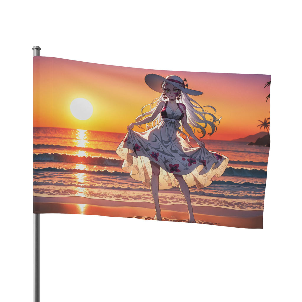 Daki Demon Slayer Wall Flag Sunset Beach Pinup Banner — Beach Babes Pt. 2